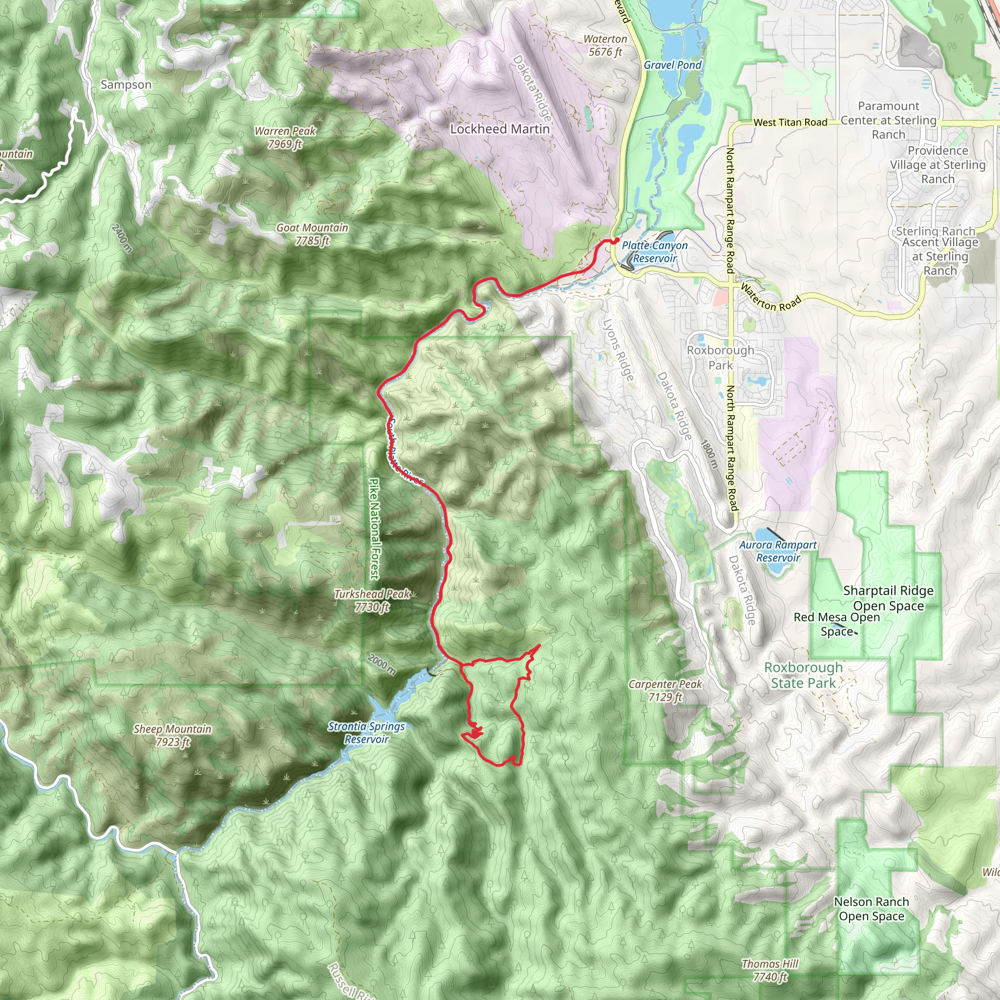 Colorado Trail from Platte Canyon Reservoir mobile static map