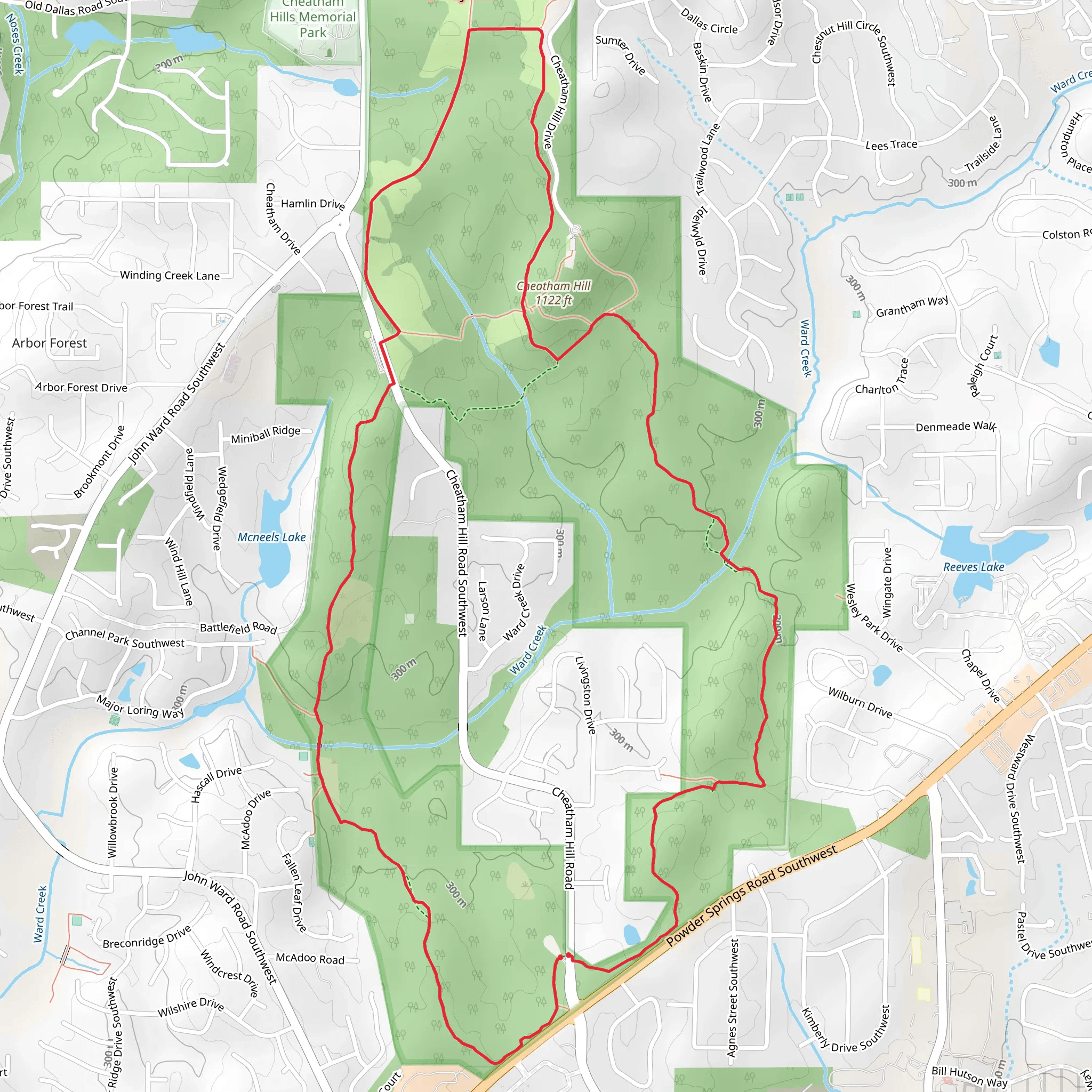 Kolb's Farm East, Cease Fire and West Loop Trail mobile static map