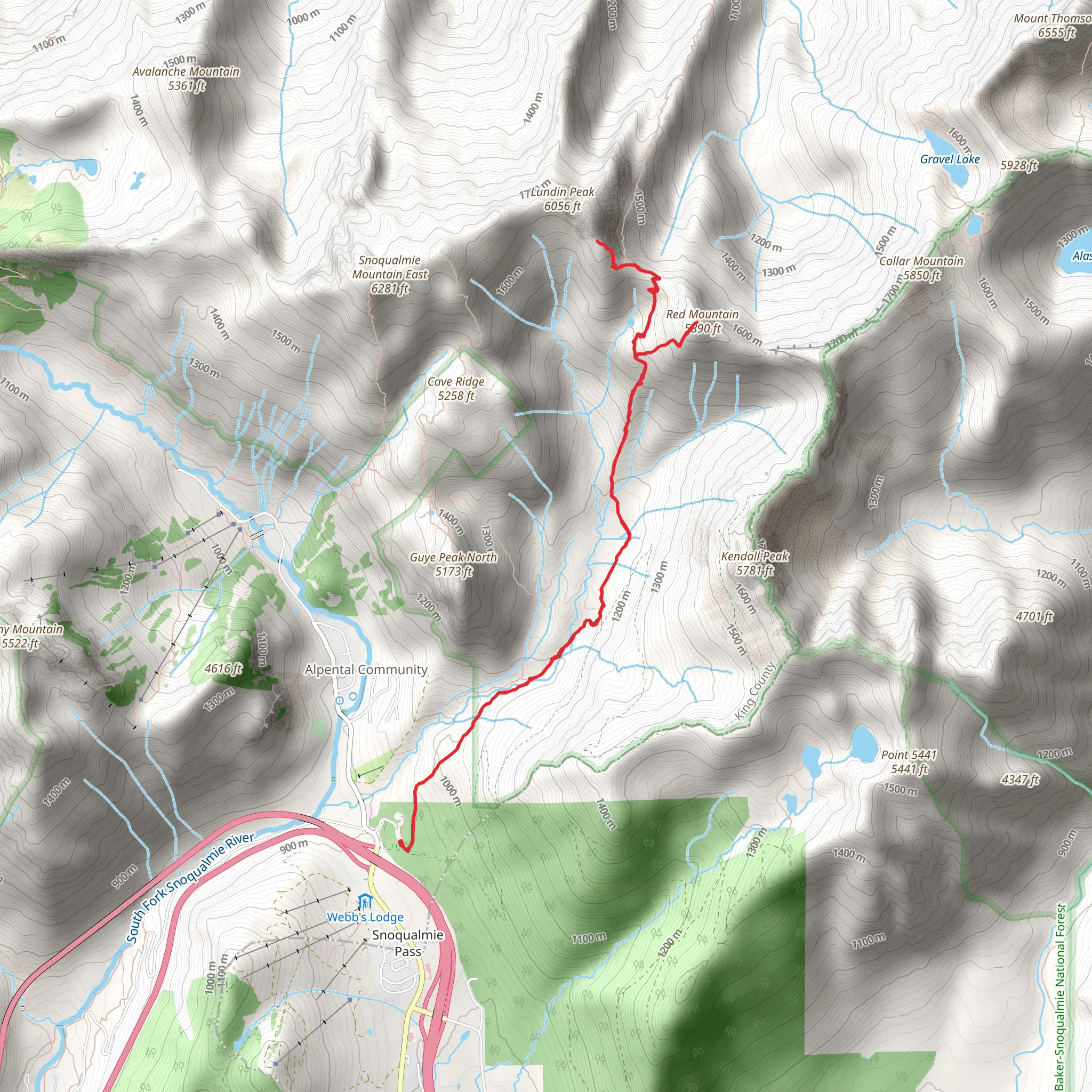 Red Mountain and Commonwealth Basin Trail mobile static map