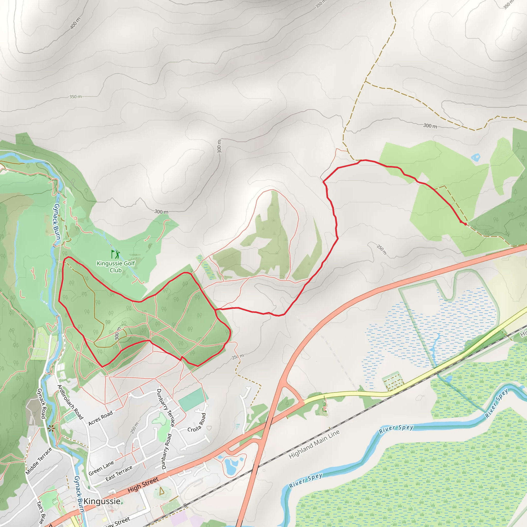 Kingussie Path - Tom Baraidh and Raitts mobile static map