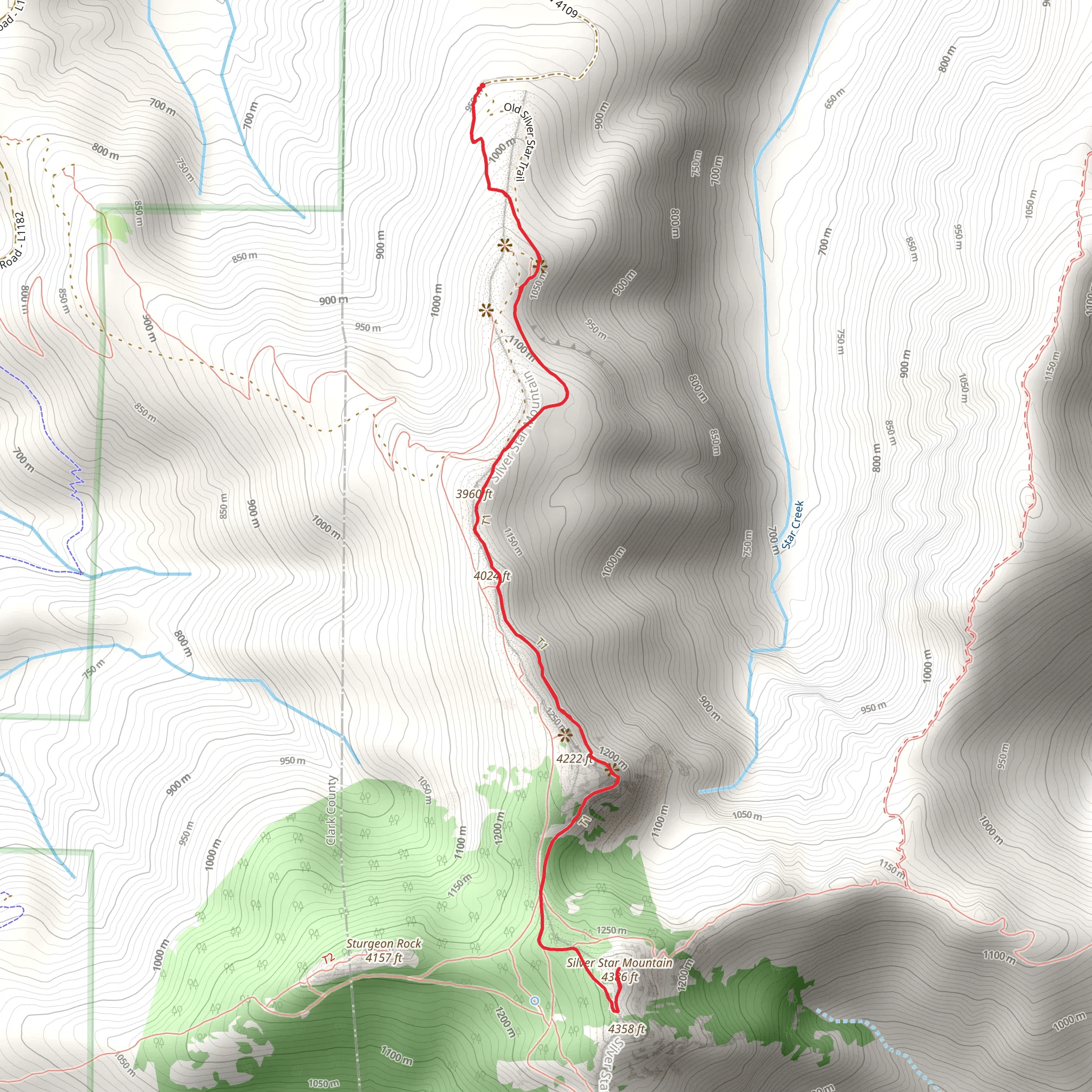 Ed's and Silver Star Mountain Trail mobile static map