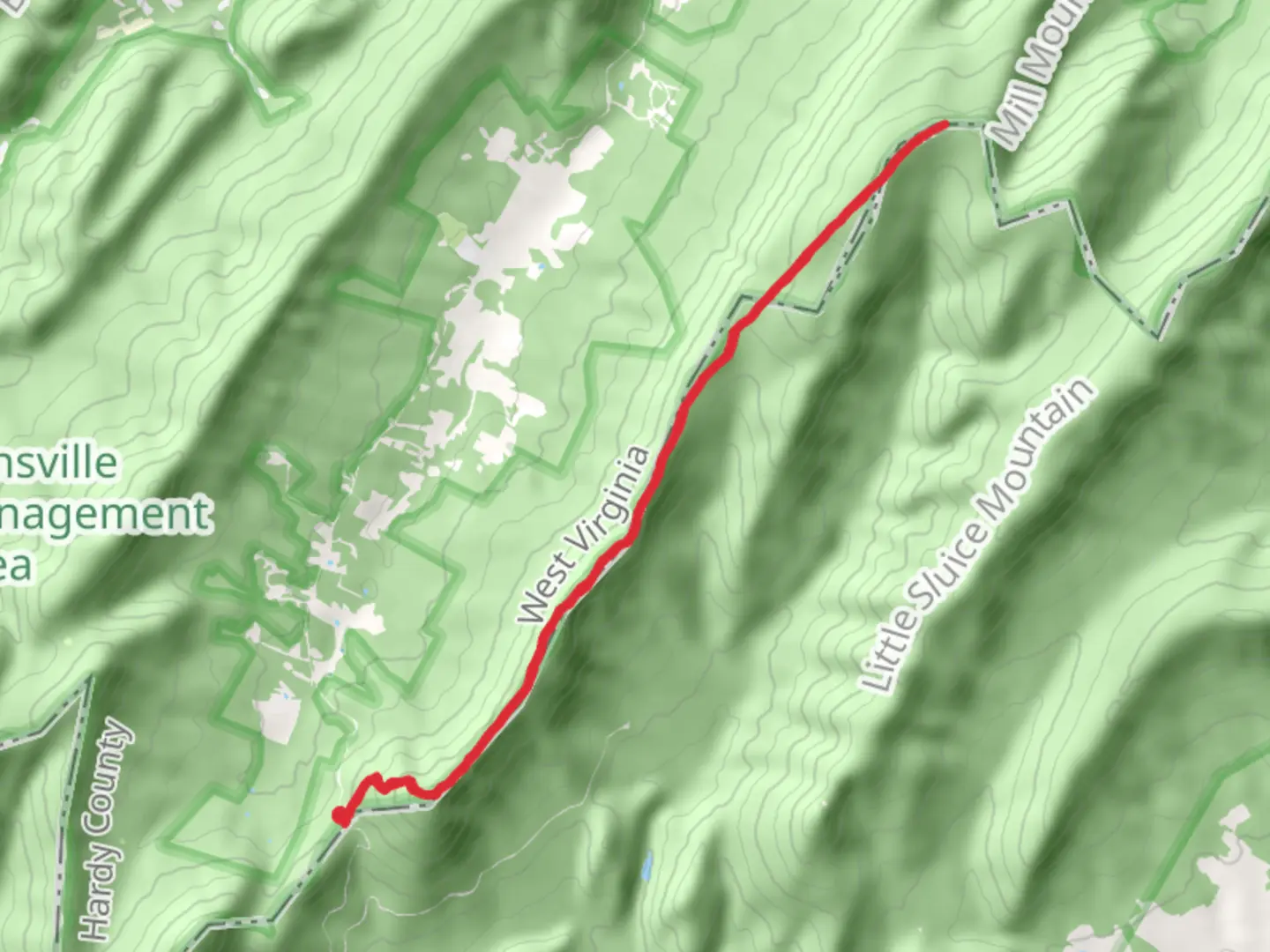 An image depicting the trail Big Schloss and Mill Mountain and its surrounding area.
