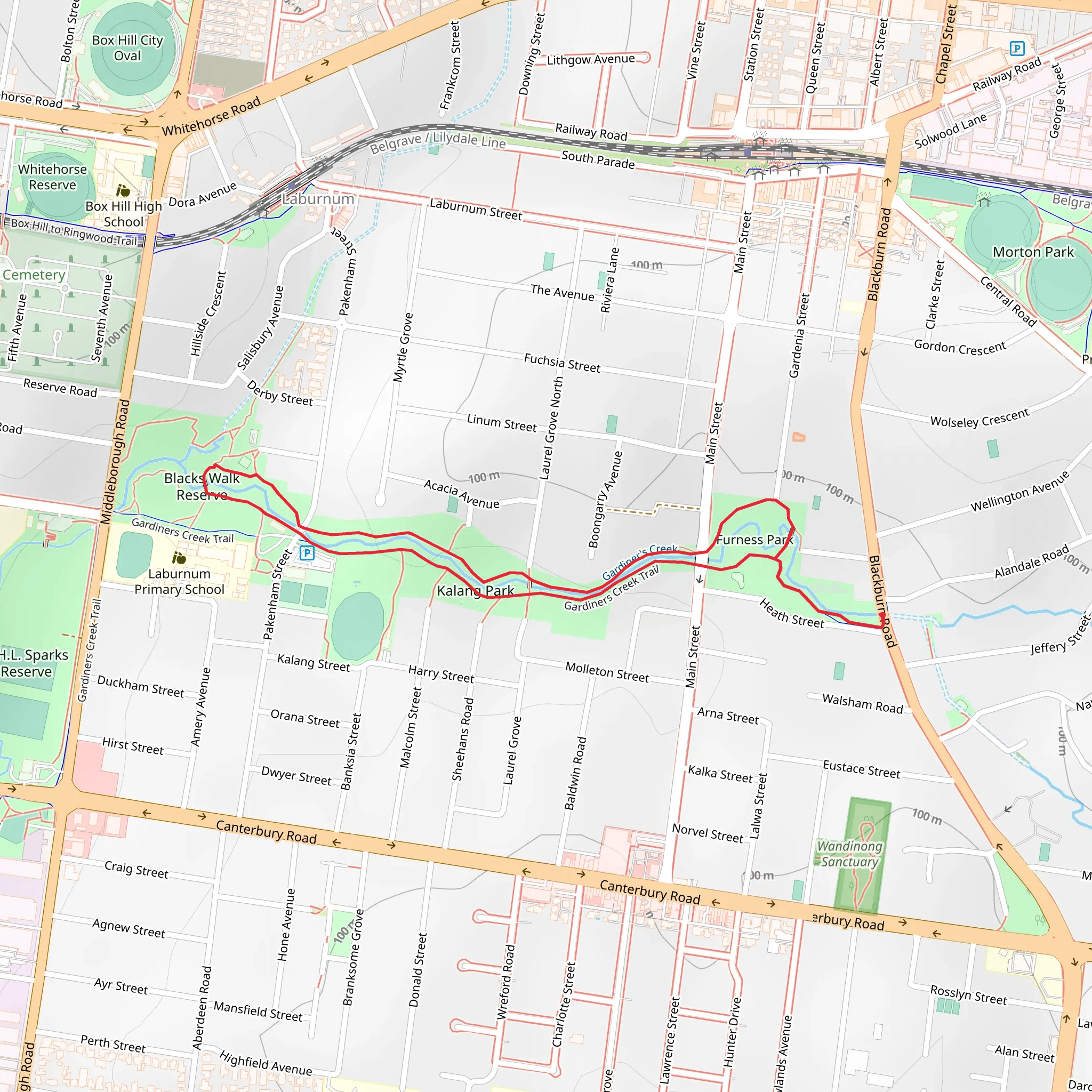 Blackburn Creeklands Walk mobile static map
