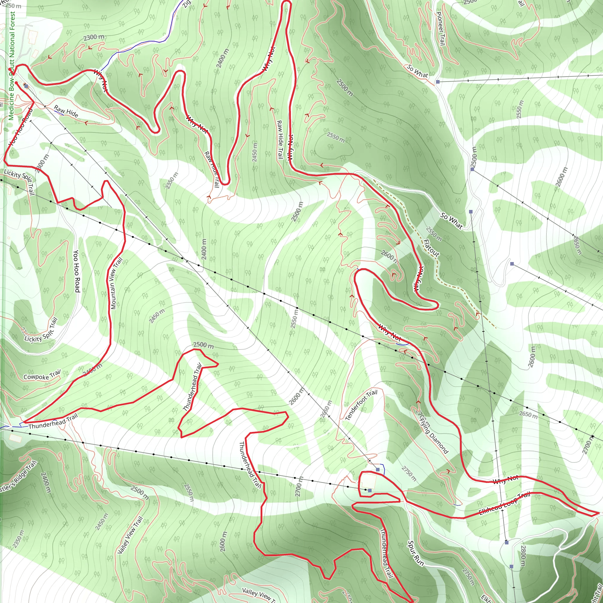 Why Not, Thunderhead Express and Mountain View Loop Trail mobile static map