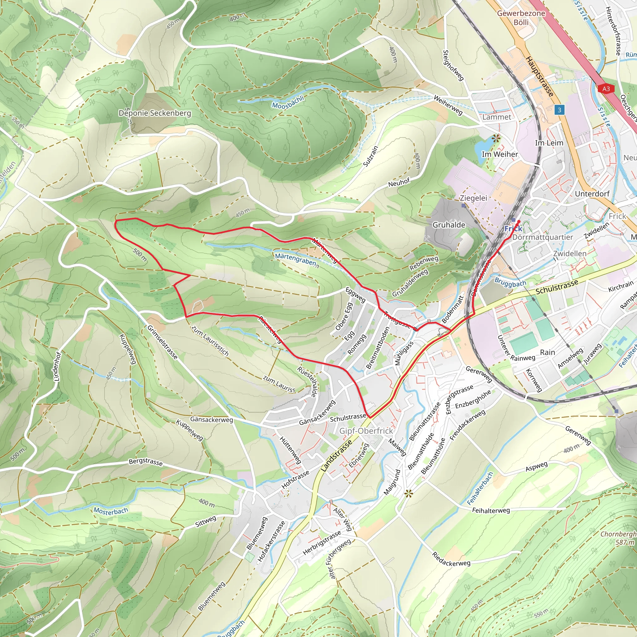 Fricktal Chriesiwäg Cherry Trail mobile static map