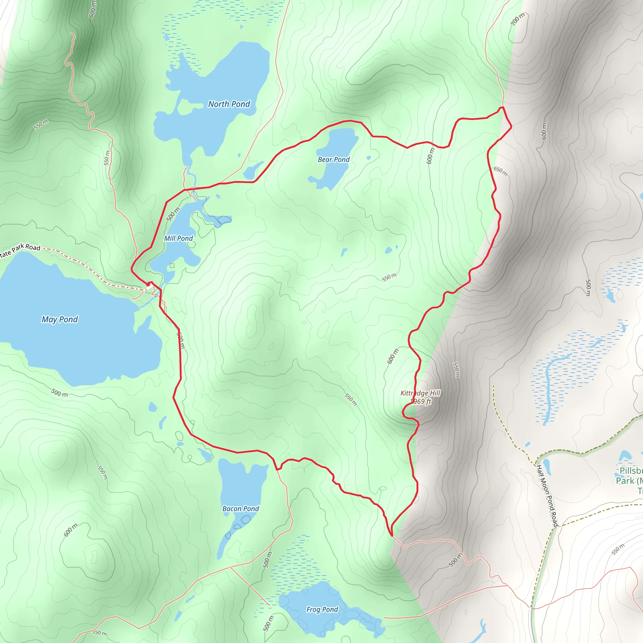 Bear Pond Trail and Kittredge Hill Loop mobile static map