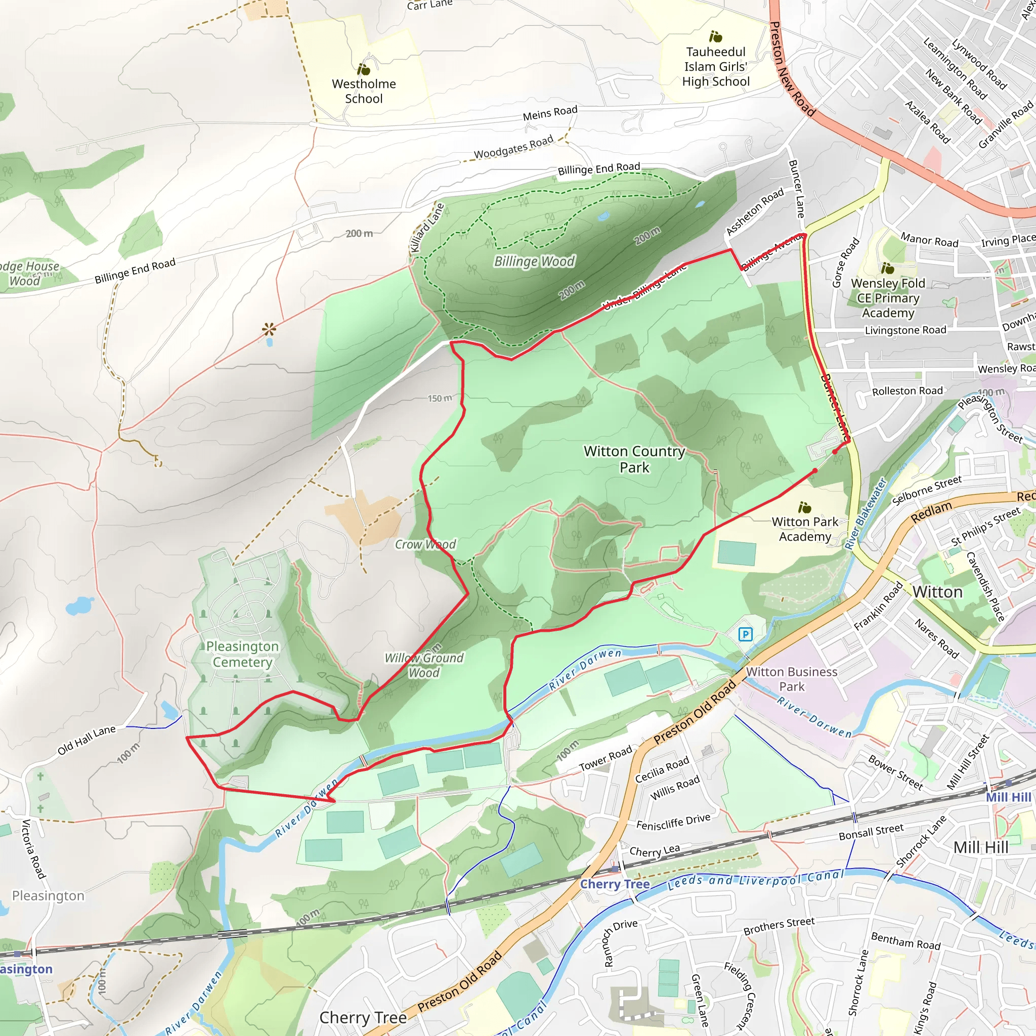 Warren Wood and Buncer Wood loop mobile static map