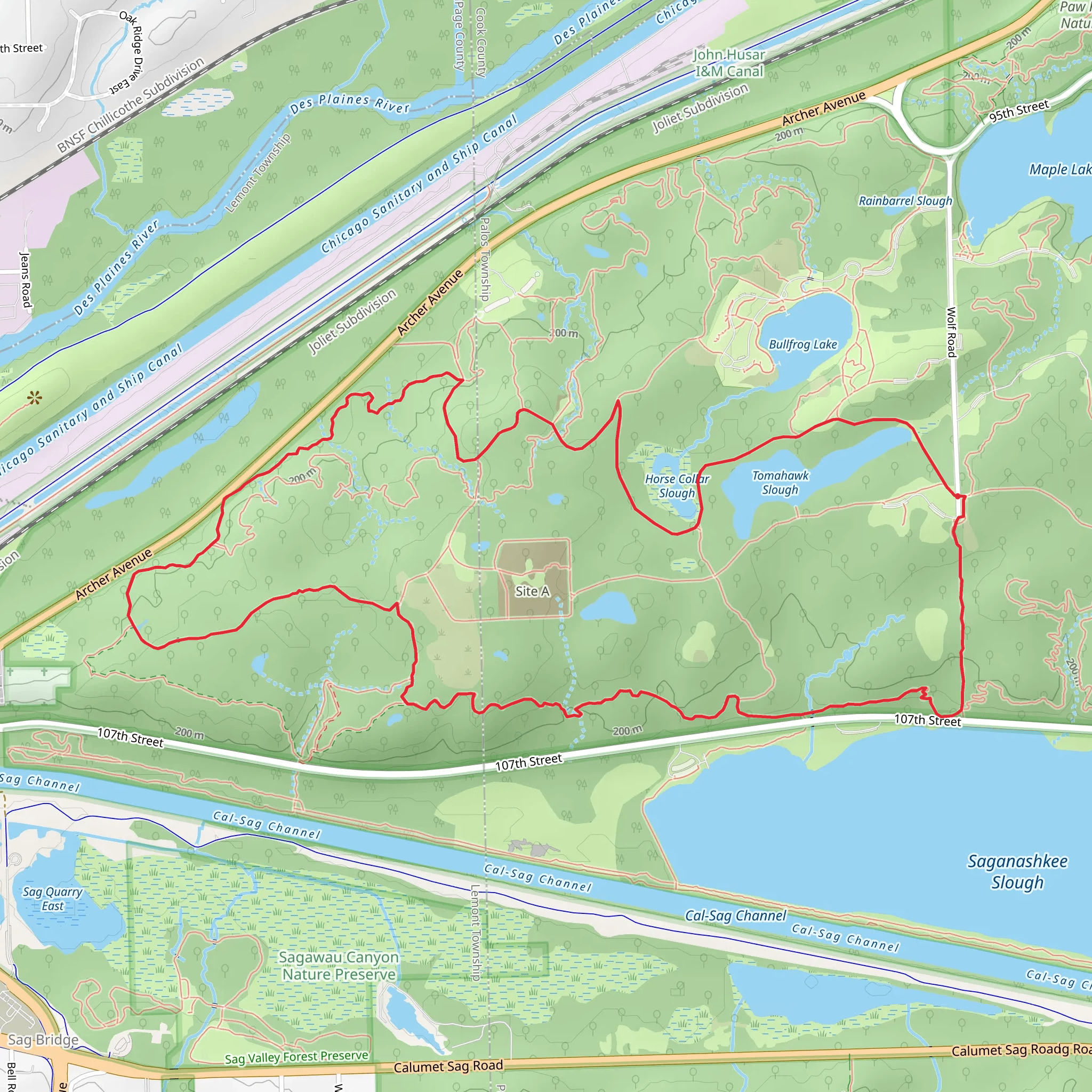 Tomahawk Slough Loop via Palos Orange Unpaved Trail mobile static map