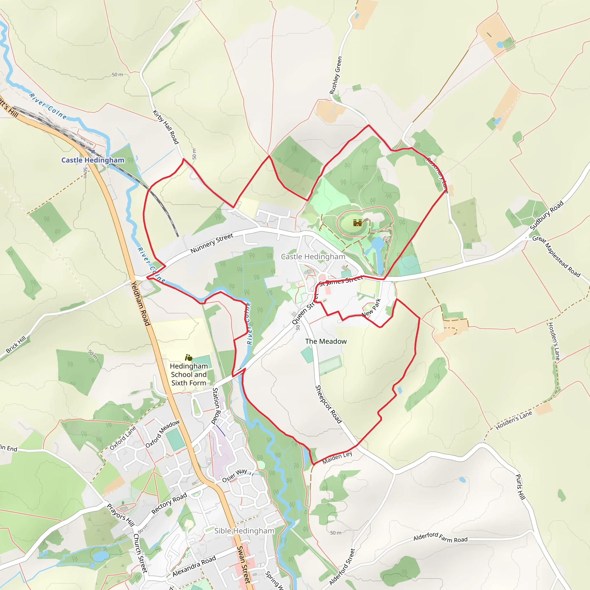 Castle Hedingham Circular Walk mobile static map