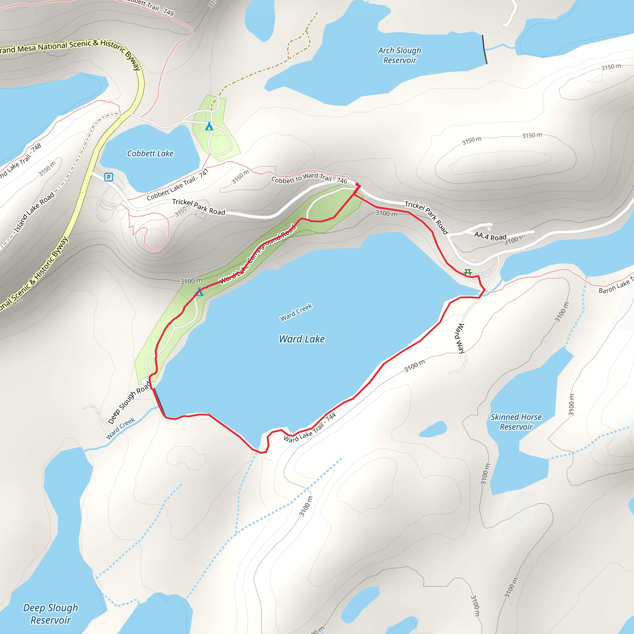 Ward Creek and Lake Loop mobile static map