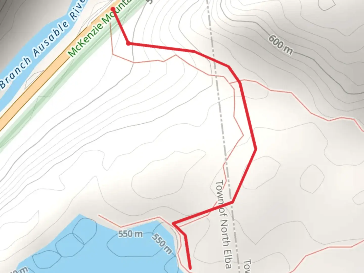 An image depicting the trail Copperas Pond Trail from State Highway 86 and its surrounding area.