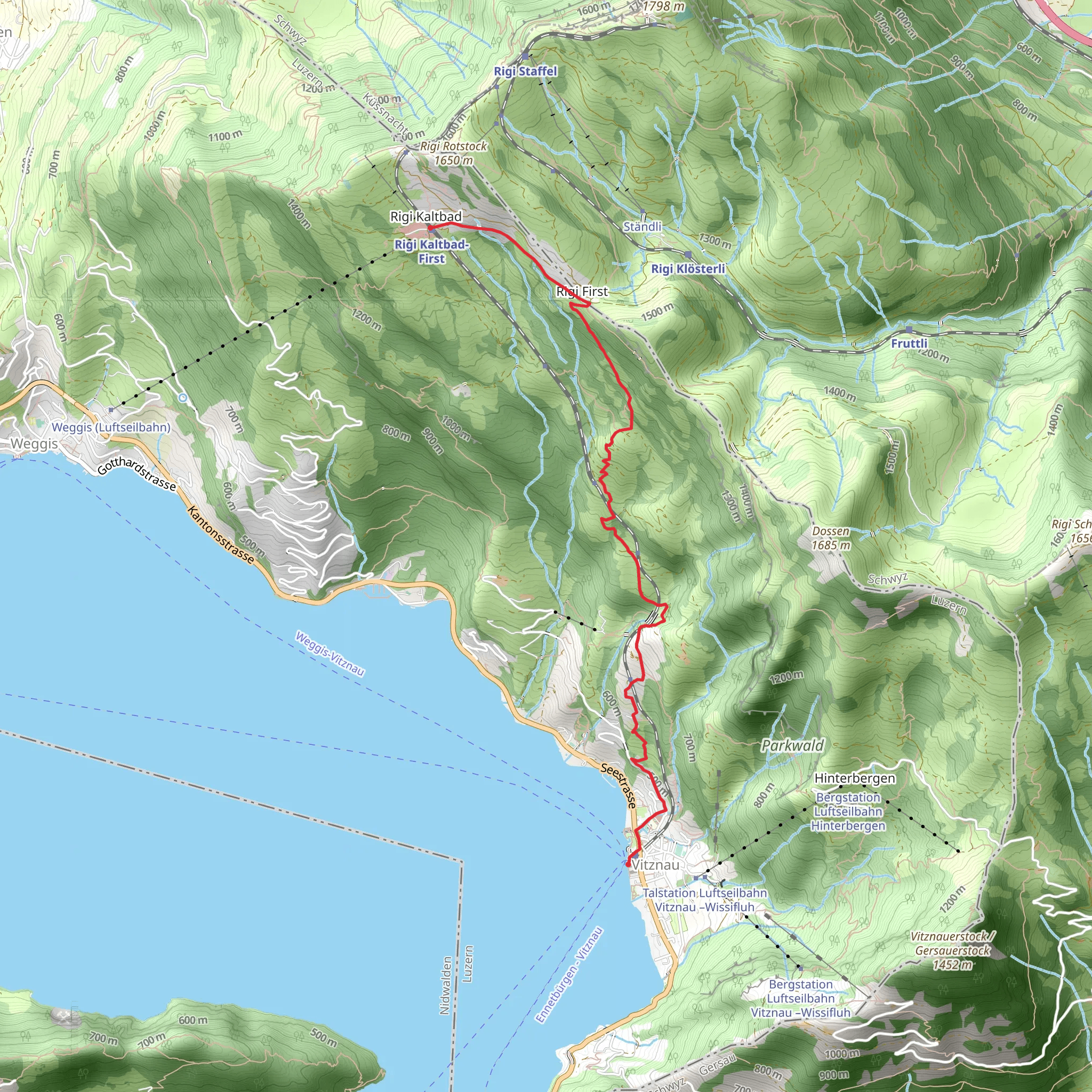 Vitznau - Freibergen - Rigi First - Rigi Kaltbad mobile static map