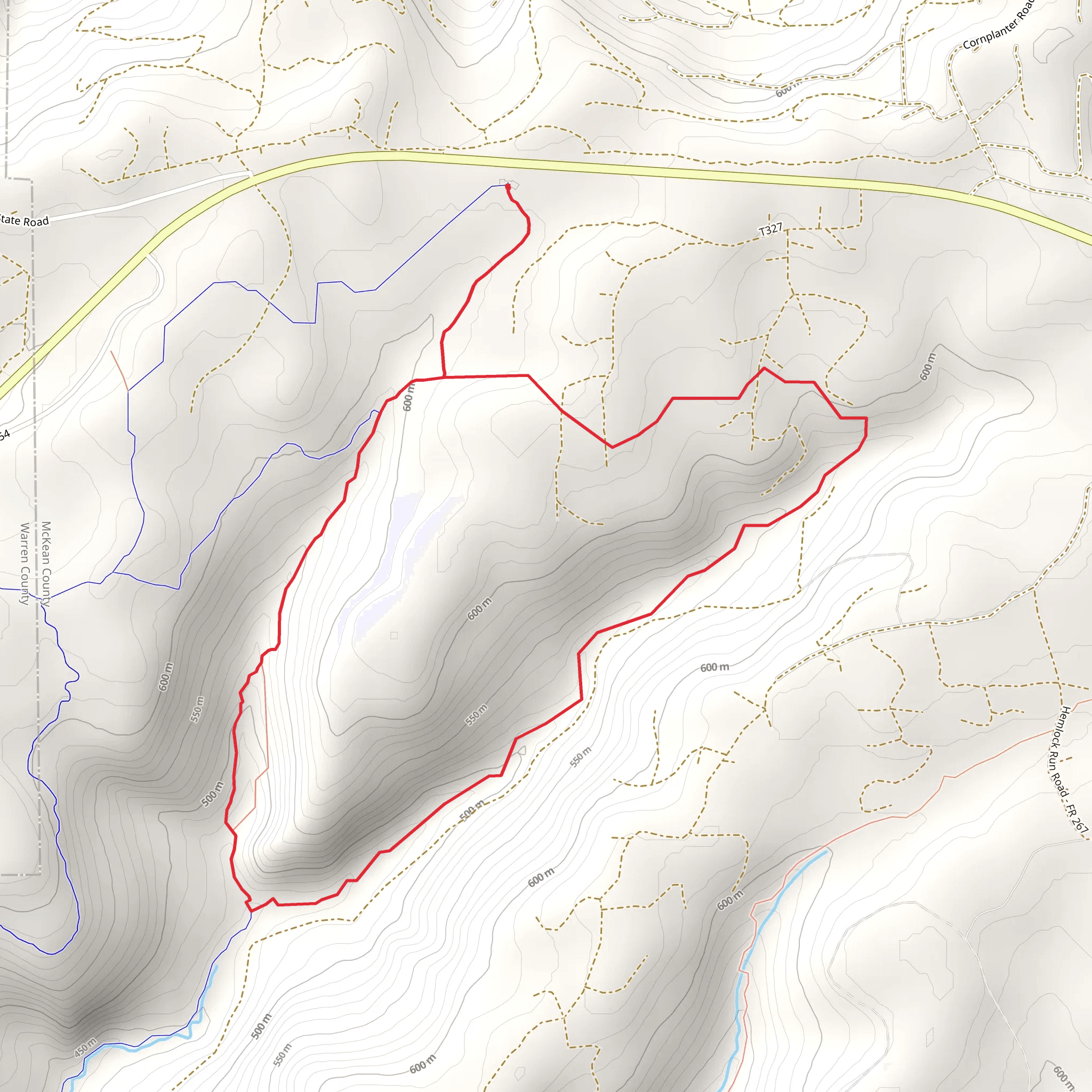 Morrison Run Creek via Rimrock Trail mobile static map