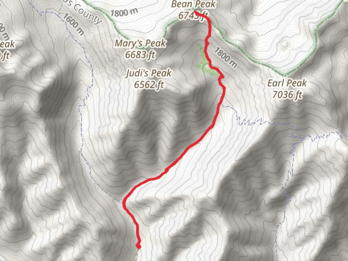An image depicting the trail Bean Peak via Beverly Turnpike Trail and its surrounding area.