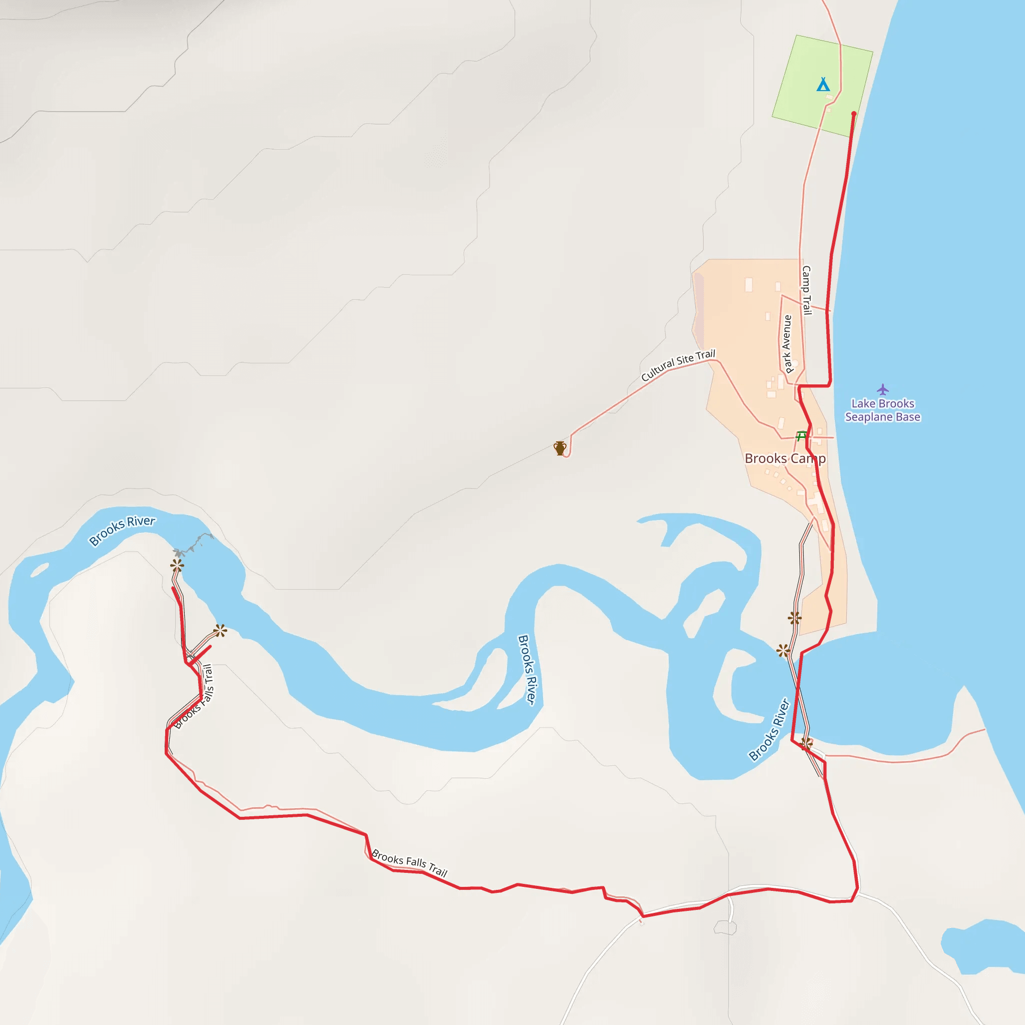 Brooks River Out and Back mobile static map