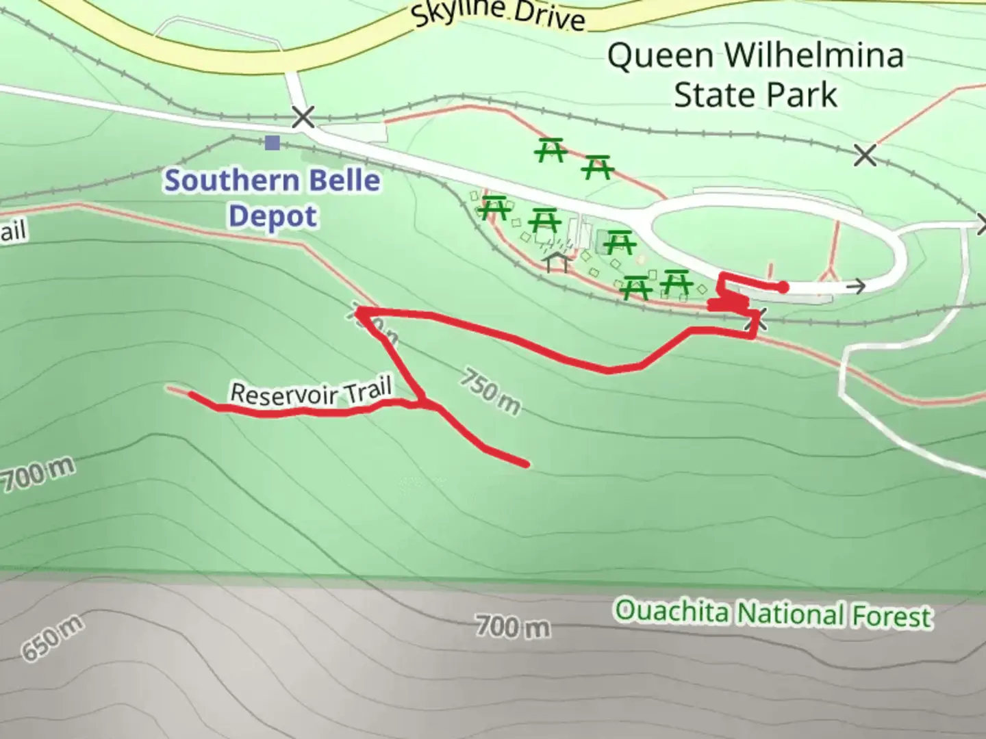 An image depicting the trail Reservoir Trail and its surrounding area.