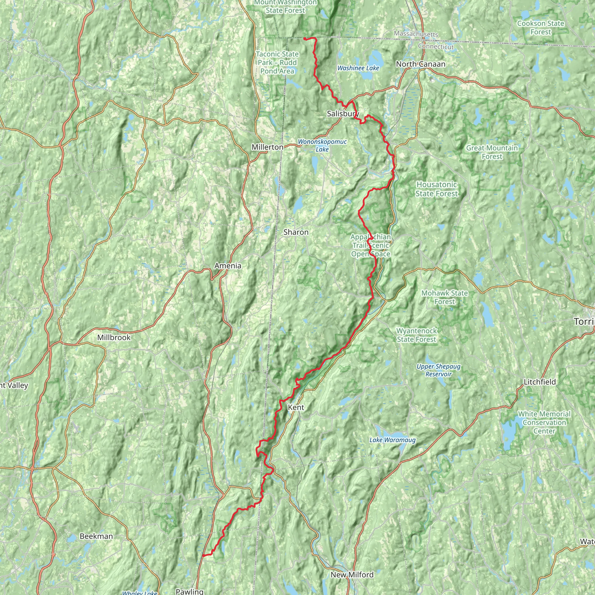 Appalachian Trail Section Hike - Sage Ravine to Pawling mobile static map