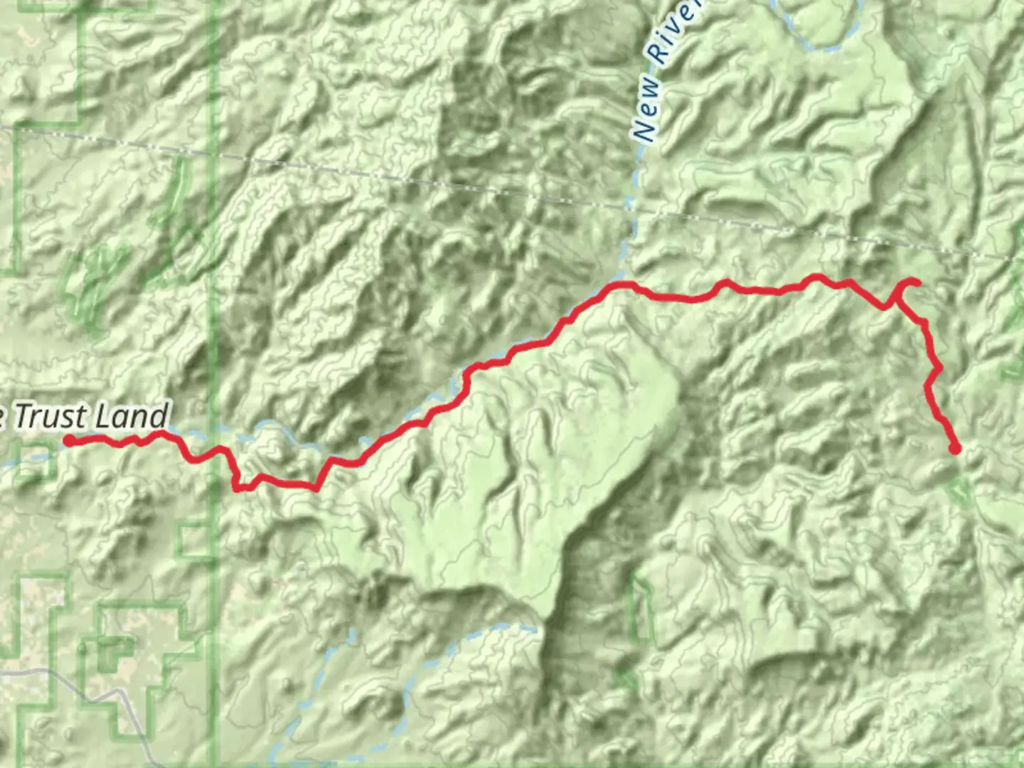 An image depicting the trail New River, Monument Mountain and Magazine Mesa and its surrounding area.