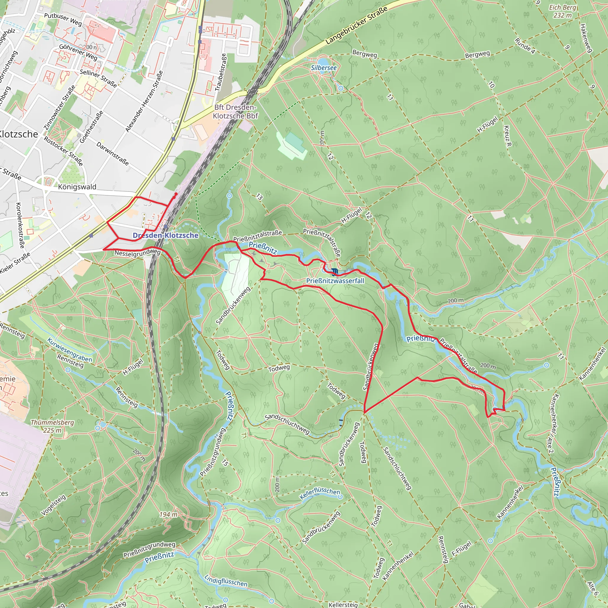 Prießnitzwasserfall Loop via Nesselgrundweg mobile static map