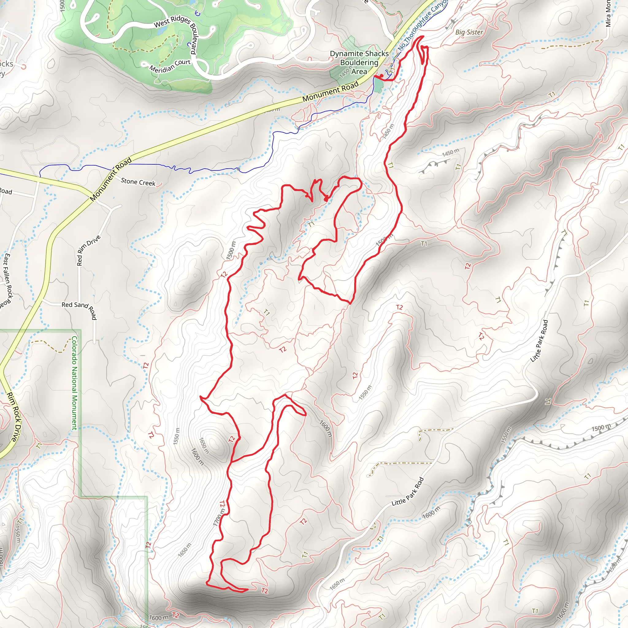 Curt's Lane - Tabeguache - Eagle's Tail - Eagle's Wing - Free Lunch Loop Trail mobile static map