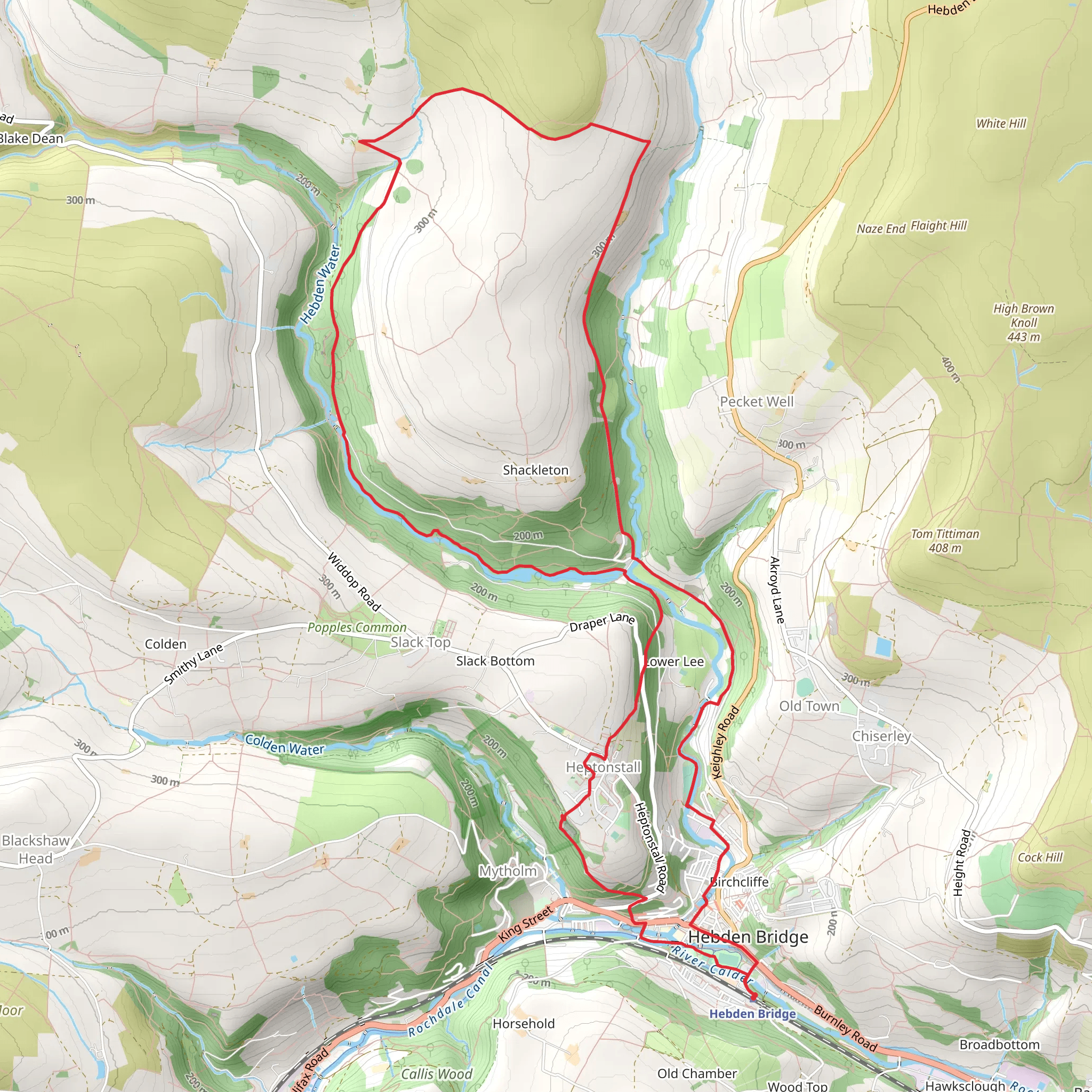 Hebden Dale, Gibson Mill and Lee Wood Loop mobile static map