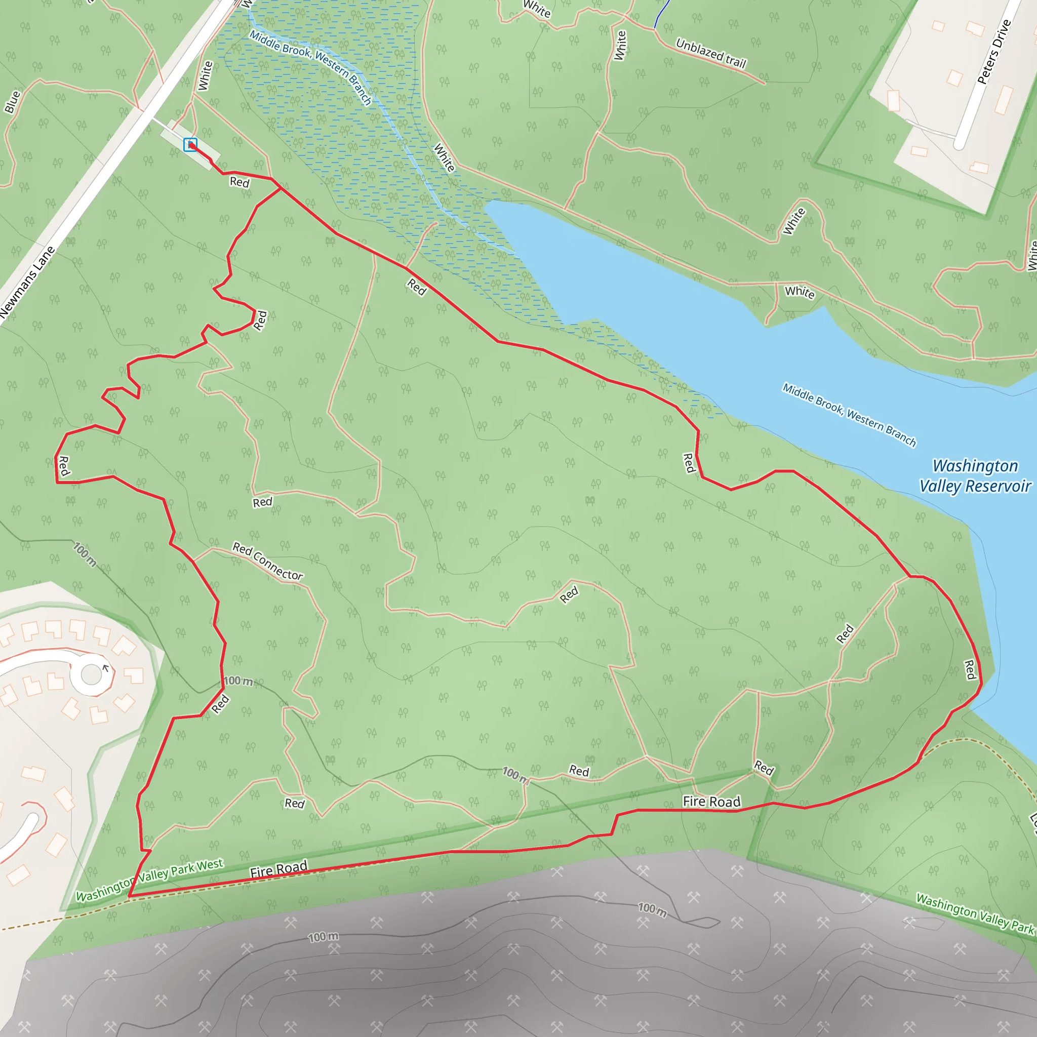 Washington Valley Reservoir mobile static map