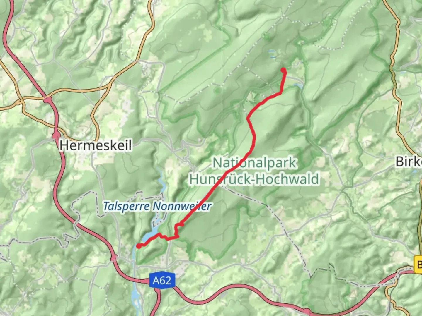 An image depicting the trail Nonnweiler to Börfink via Dollberg and Saar Hunsruck Steig and its surrounding area.