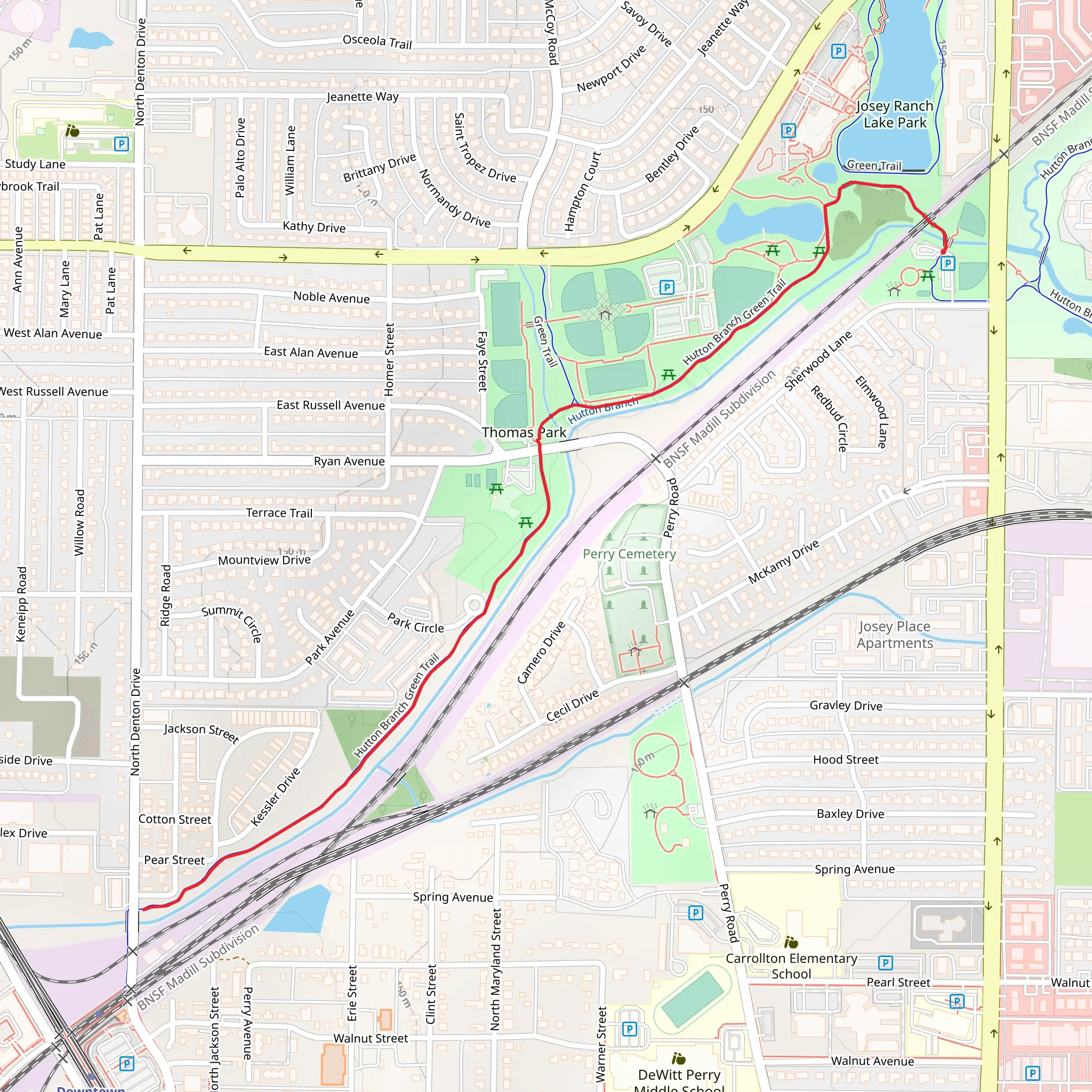 Hutton Branch Green Trail - Porter Park mobile static map
