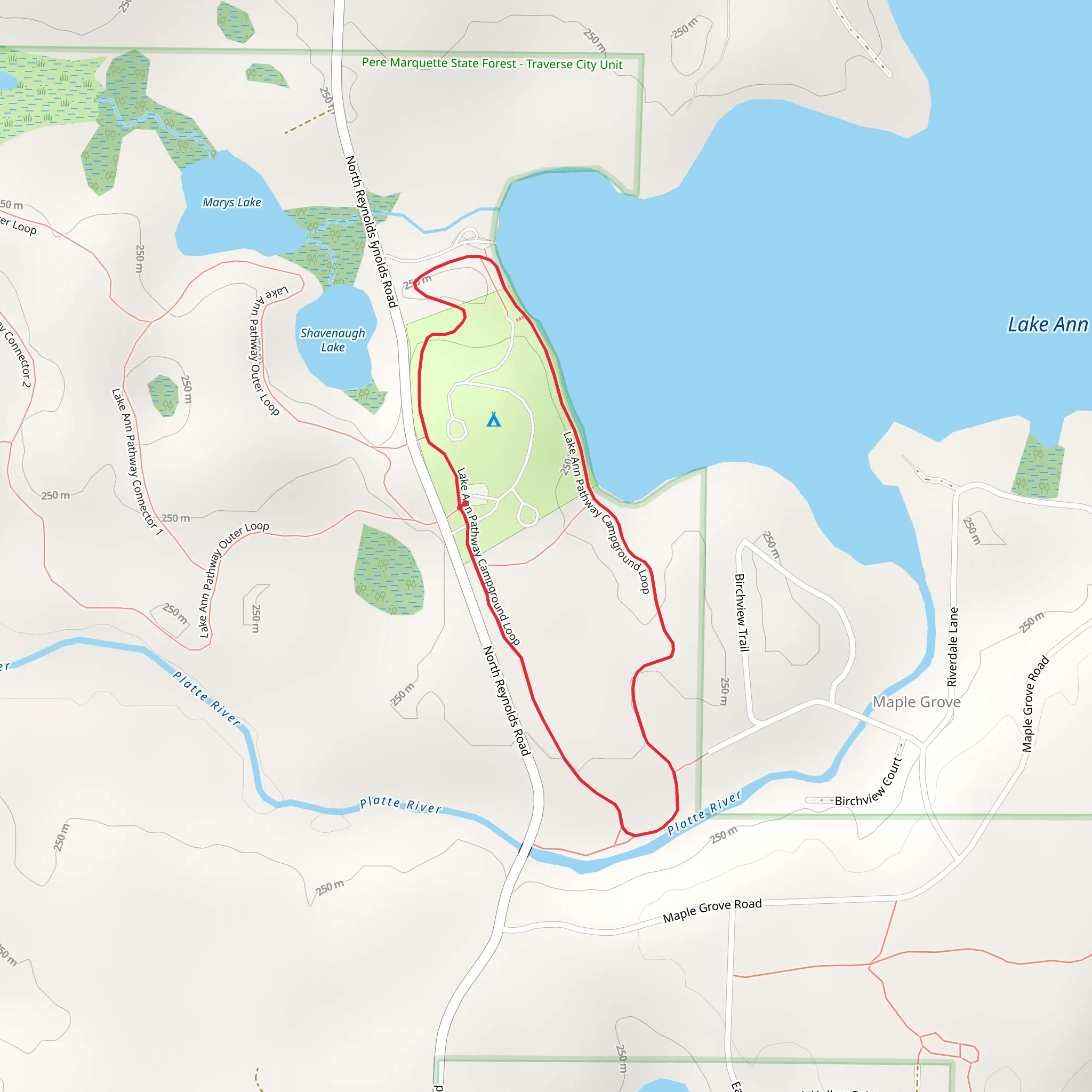 Lake Ann Pathway Campground Loop mobile static map