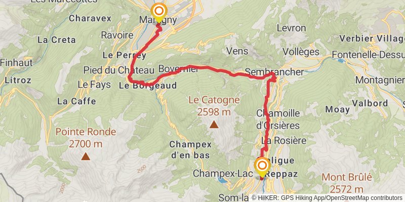Via Francigena - Switzerland stage 8 Map
