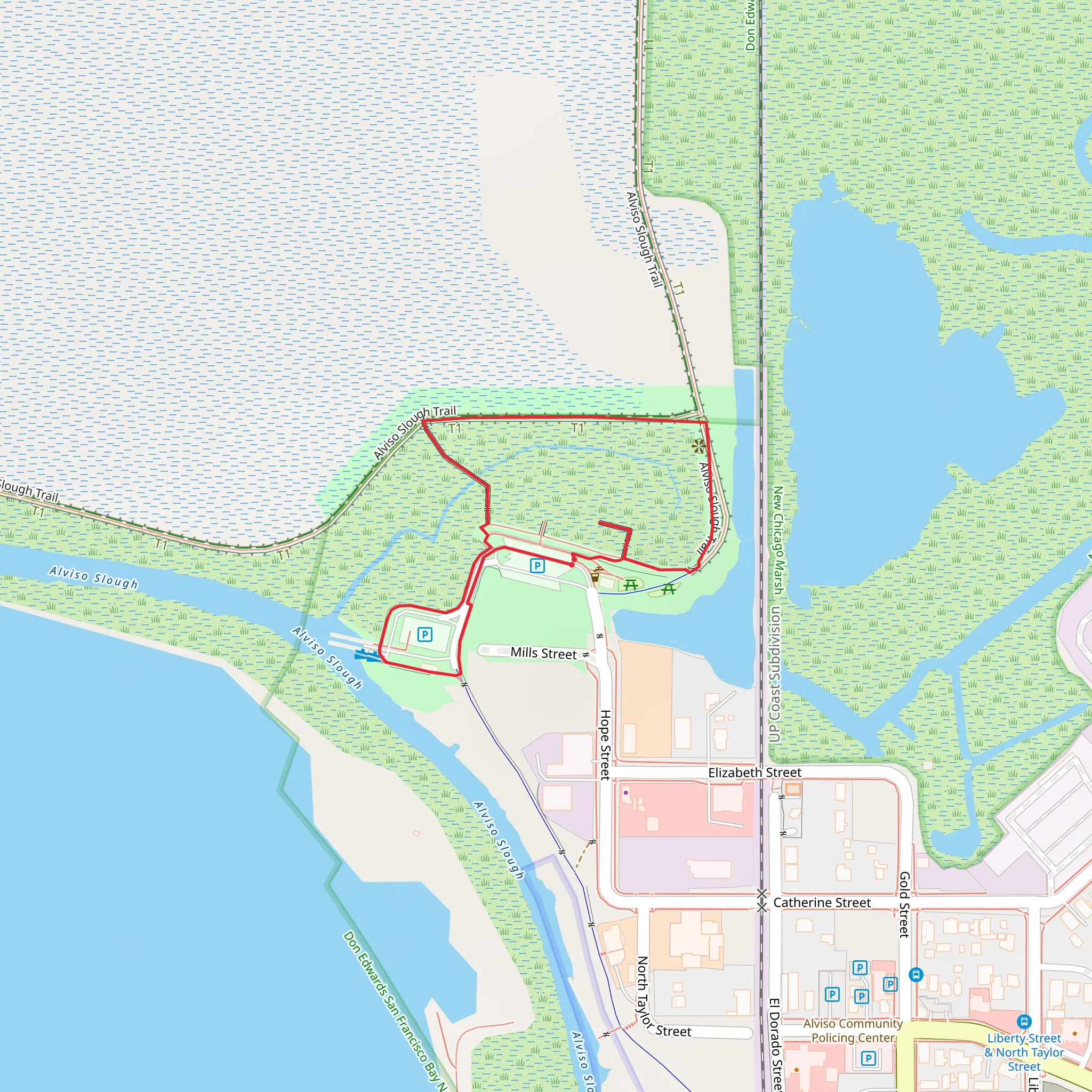 Alviso Marina County Park Loop mobile static map