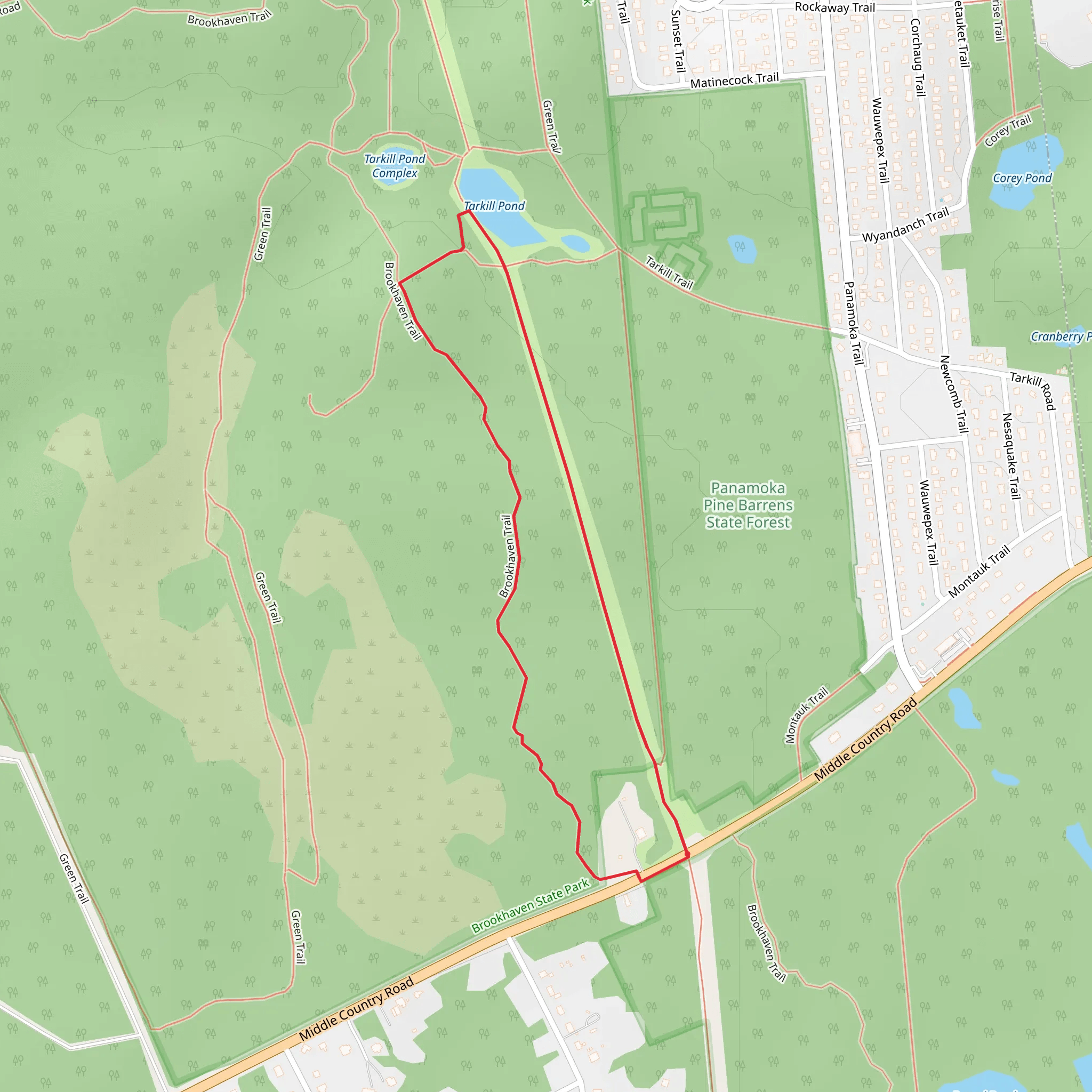 Tarkill Pond and Brookhaven Trail Loop mobile static map