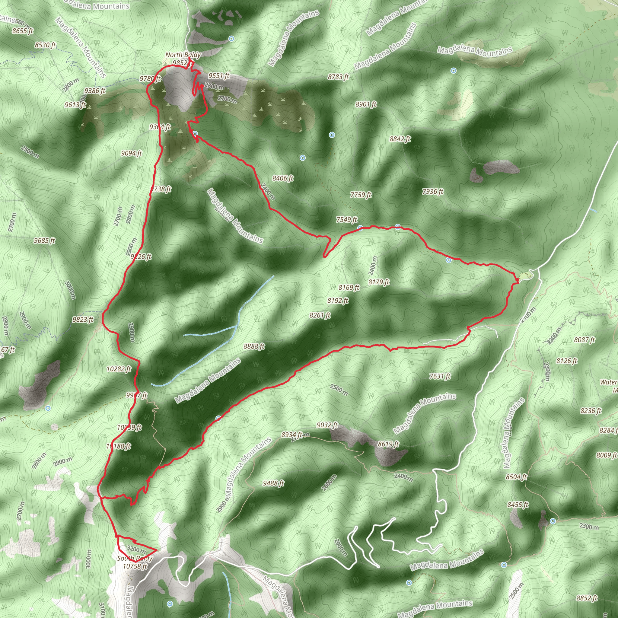 North Fork and South Baldy via North Baldy Trail mobile static map