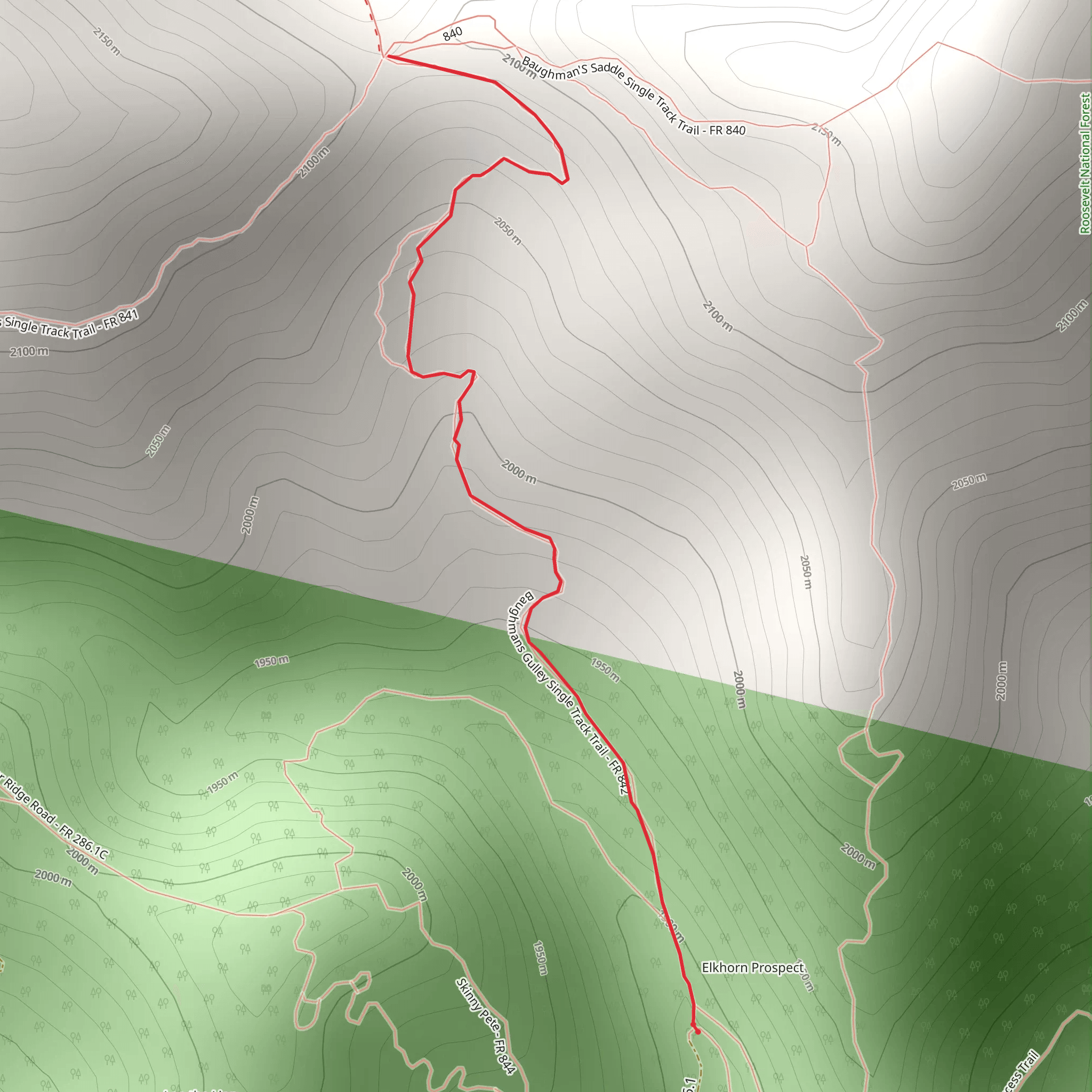 Baughman's Gulley Single Trail mobile static map