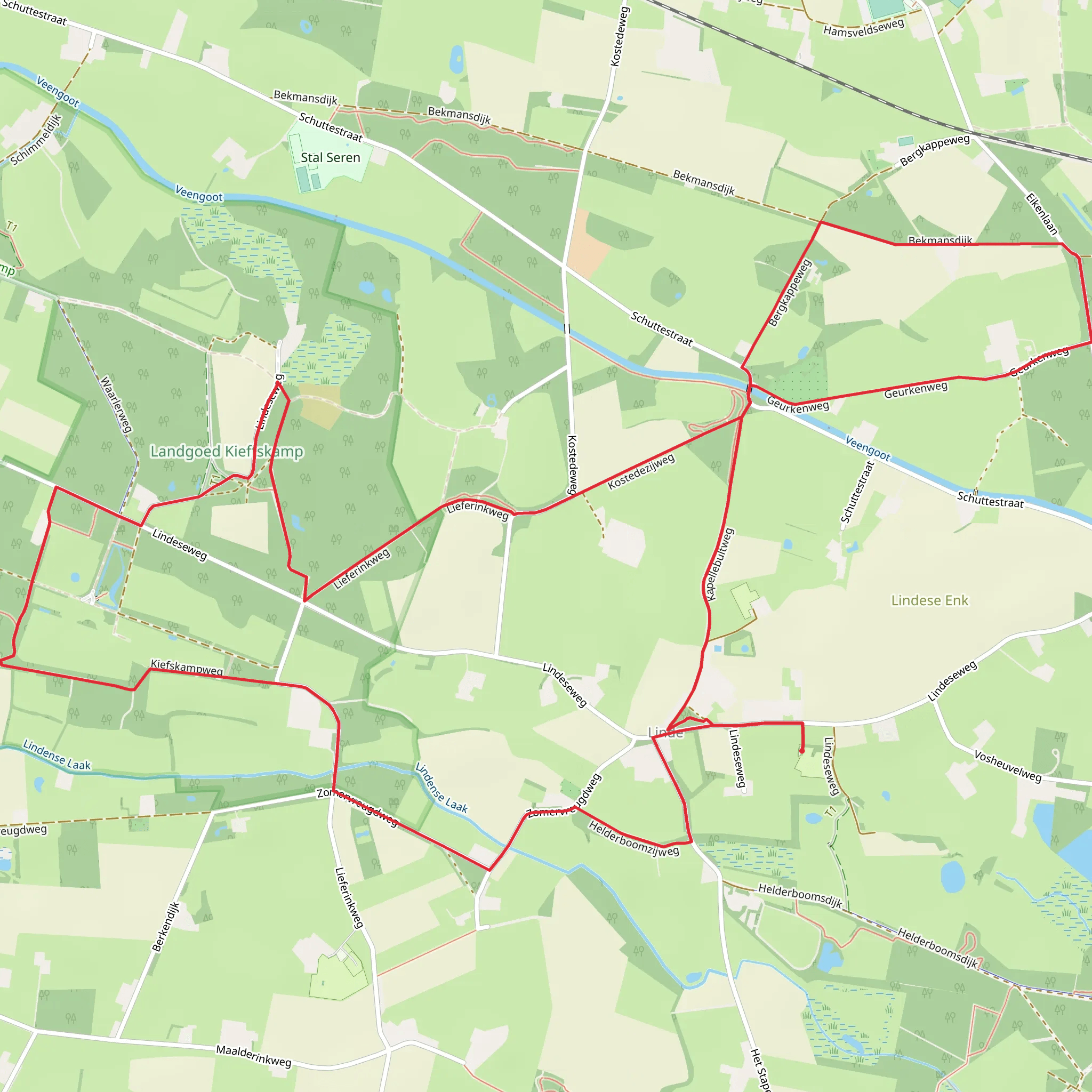 Lindesche Kapel via Lieferink Weg and Kiefskamp Weg mobile static map