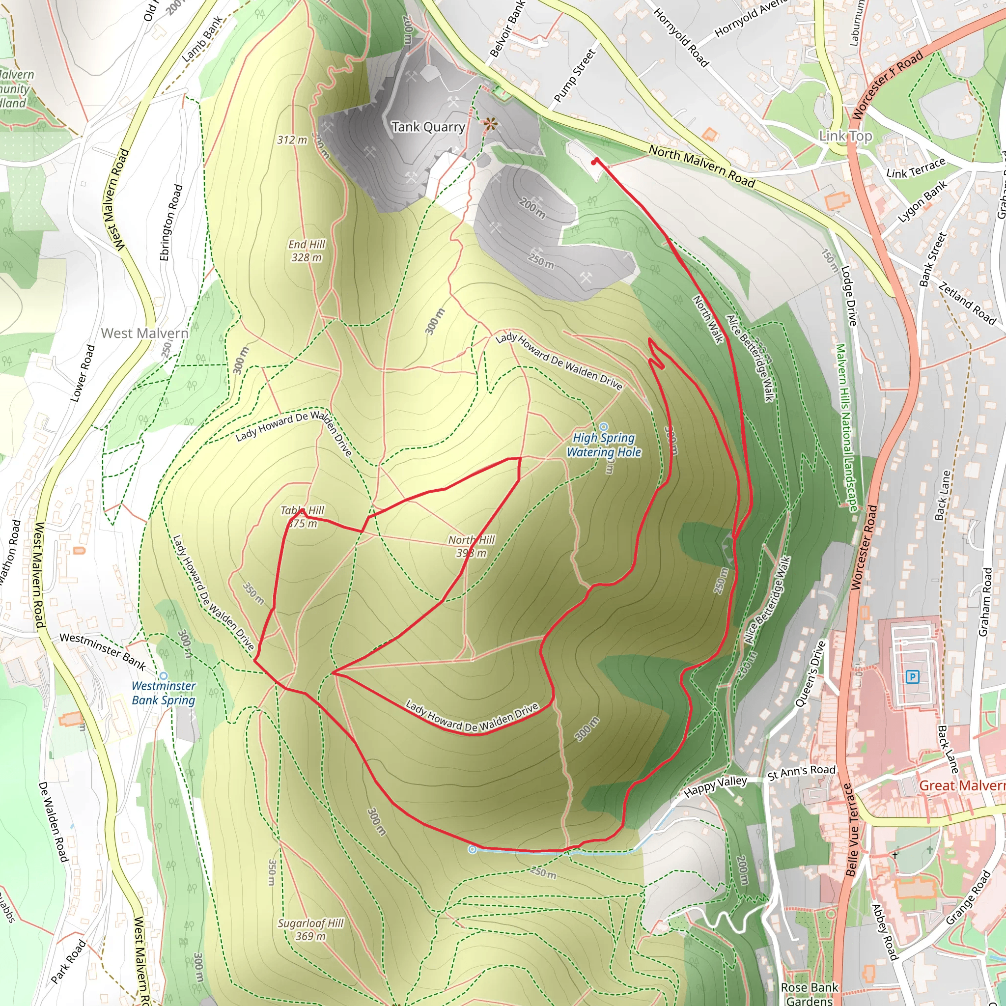 Table Hill and North Hill via G Way and W Way mobile static map