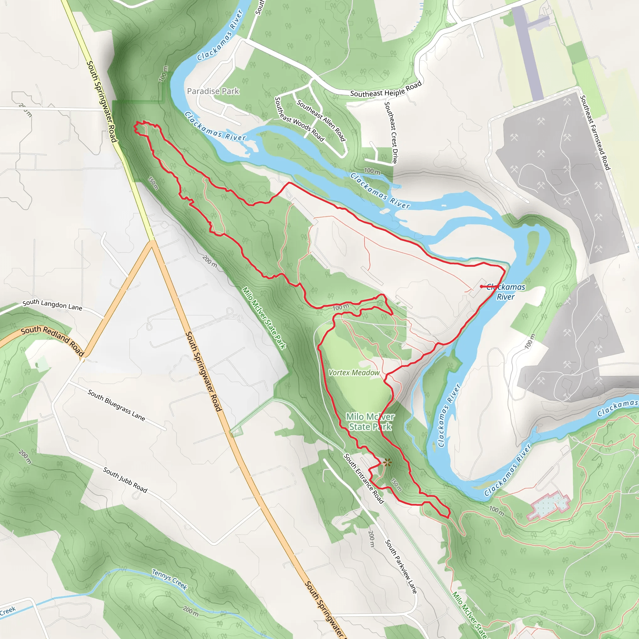 Riverbend, Maple Ridge and Vortex Loop Trail mobile static map