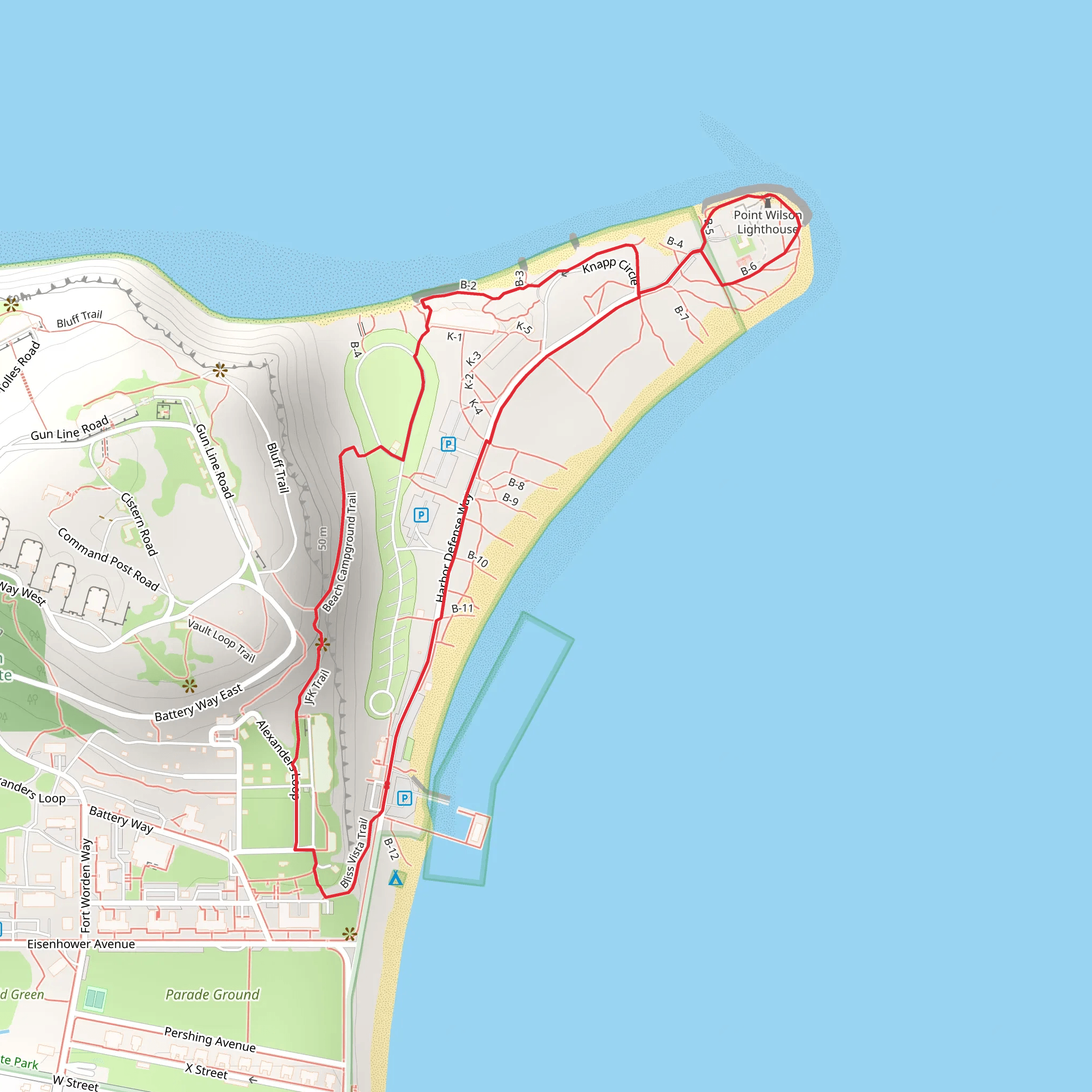 Bear Campground Trail and Point Wilson Lighthouse Loop mobile static map