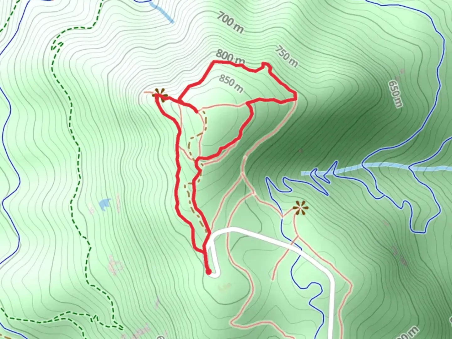 An image depicting the trail Stone Wall Trail and North Stone Tower Trail Loop and its surrounding area.
