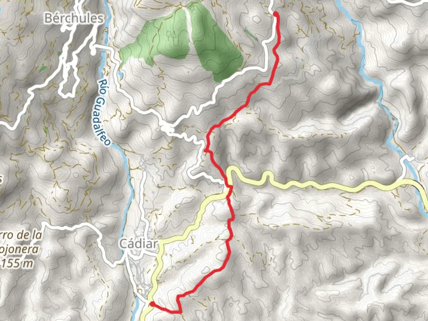 An image depicting the trail Cadiar - Mecina Bombarón and its surrounding area.
