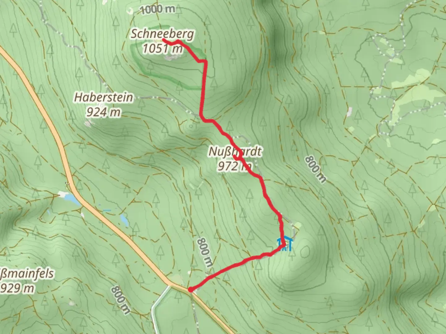 An image depicting the trail Nußhardt and Schneeberg Peak Walk via Seenweg and its surrounding area.