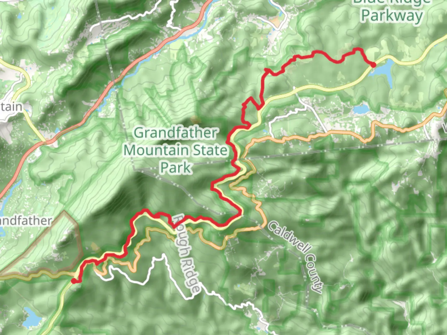 An image depicting the trail Tanawha Trail and its surrounding area.