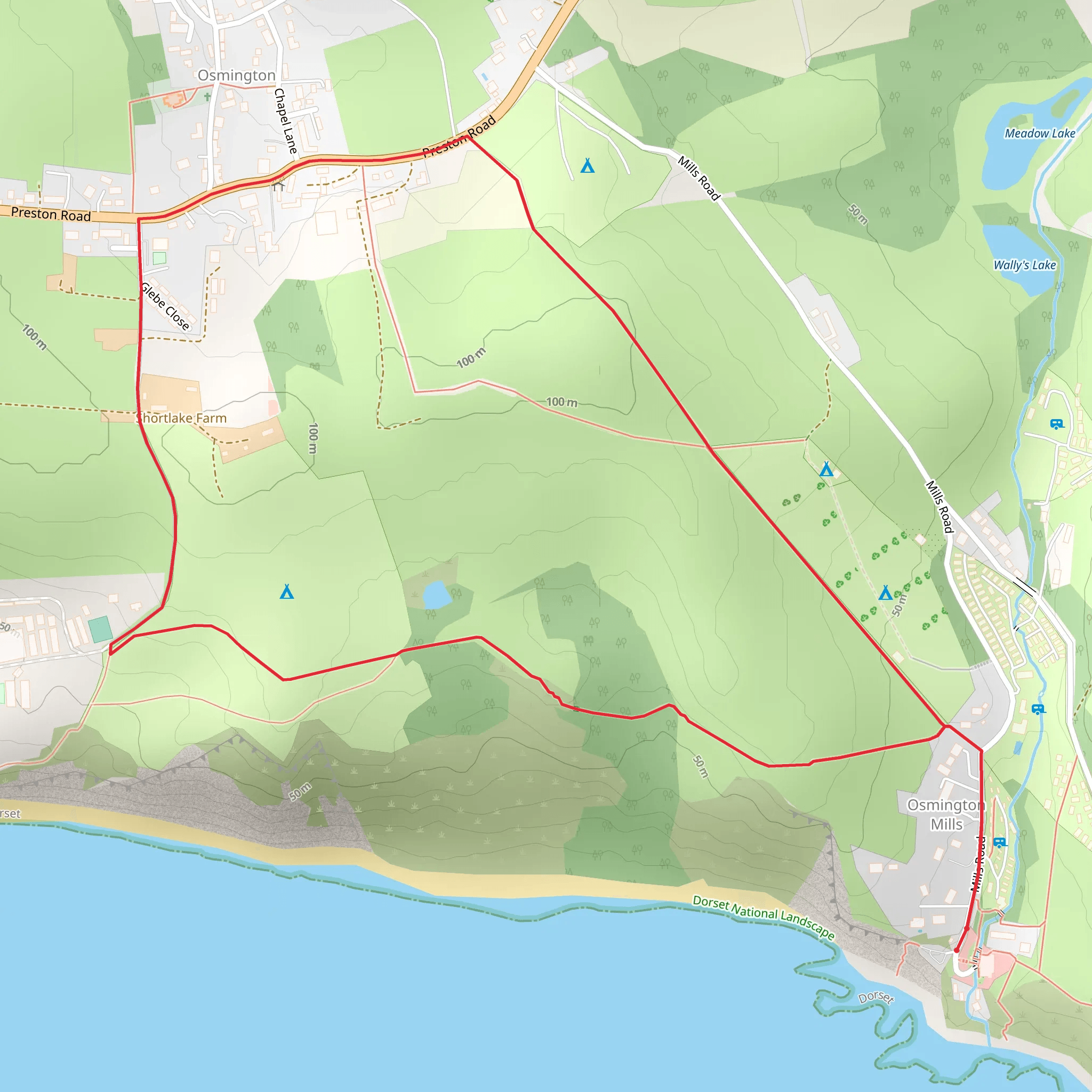 Smugglers Inn - Osmington and Osmington Mills Walk mobile static map
