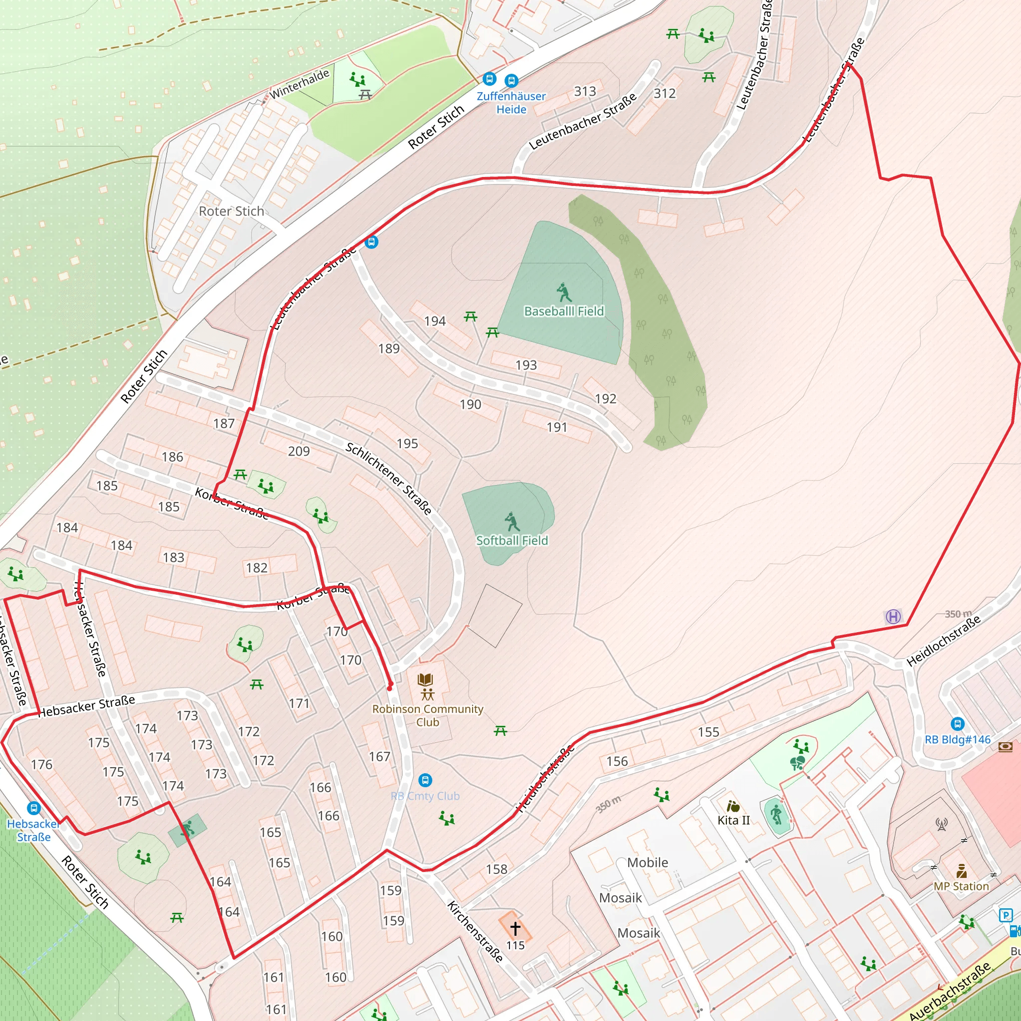 Heidlochstrasse and Leutenbacher Strasse Loop mobile static map
