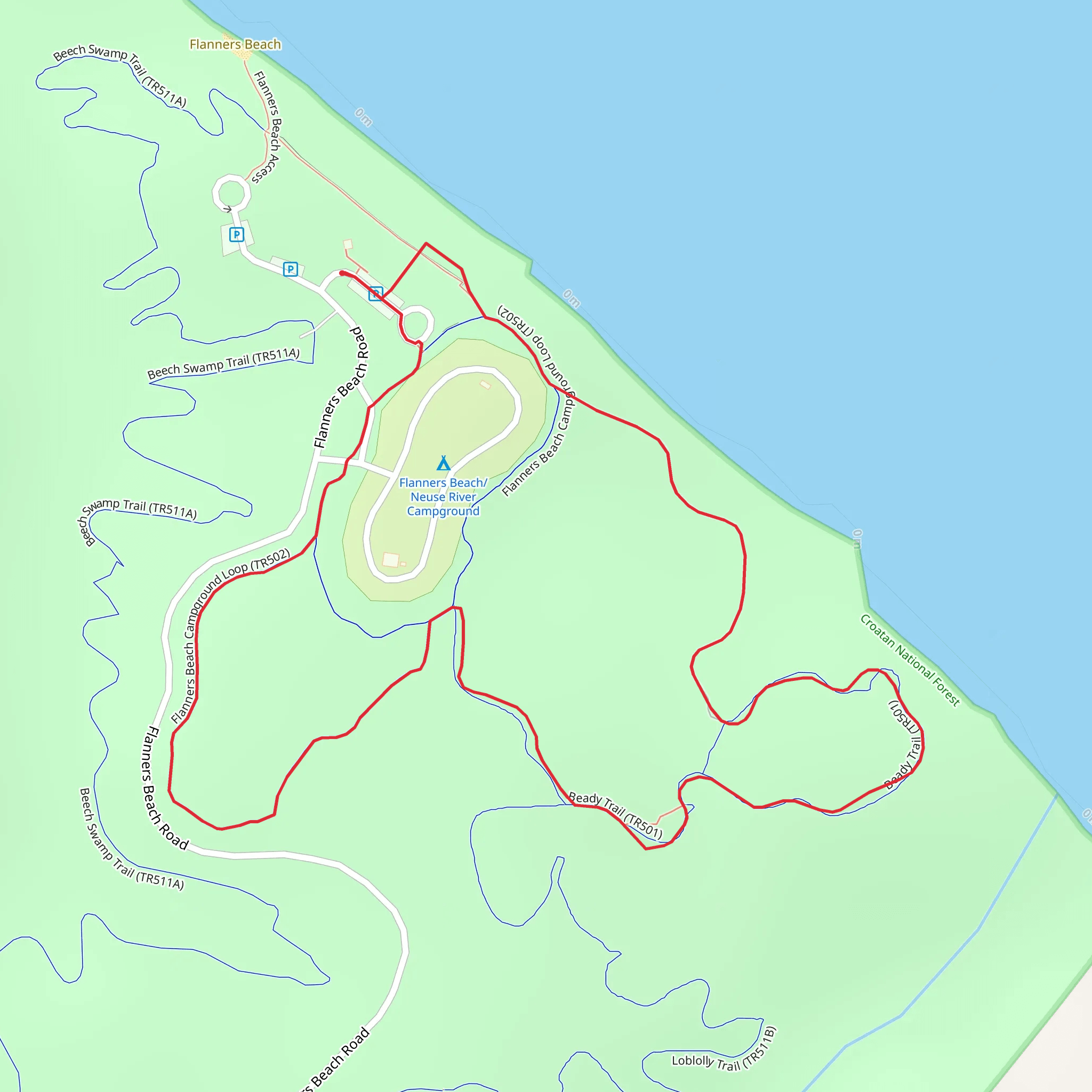 Flanners Beach - Neuse River Campground Loop mobile static map