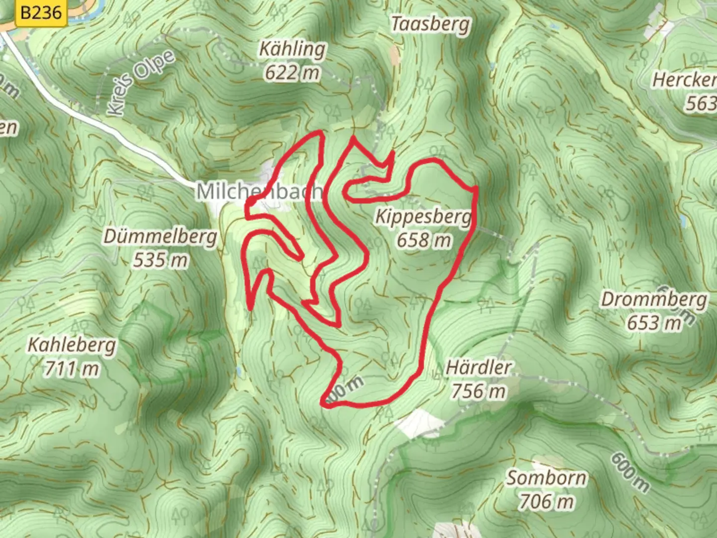 An image depicting the trail Rund um Milchenbach and Rundweg Lennestadt Loop and its surrounding area.