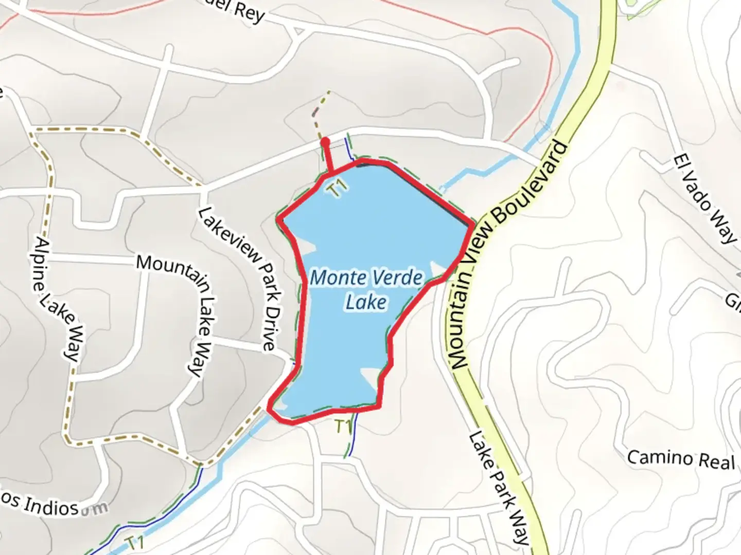 An image depicting the trail Monte Verde Lake Loop and its surrounding area.