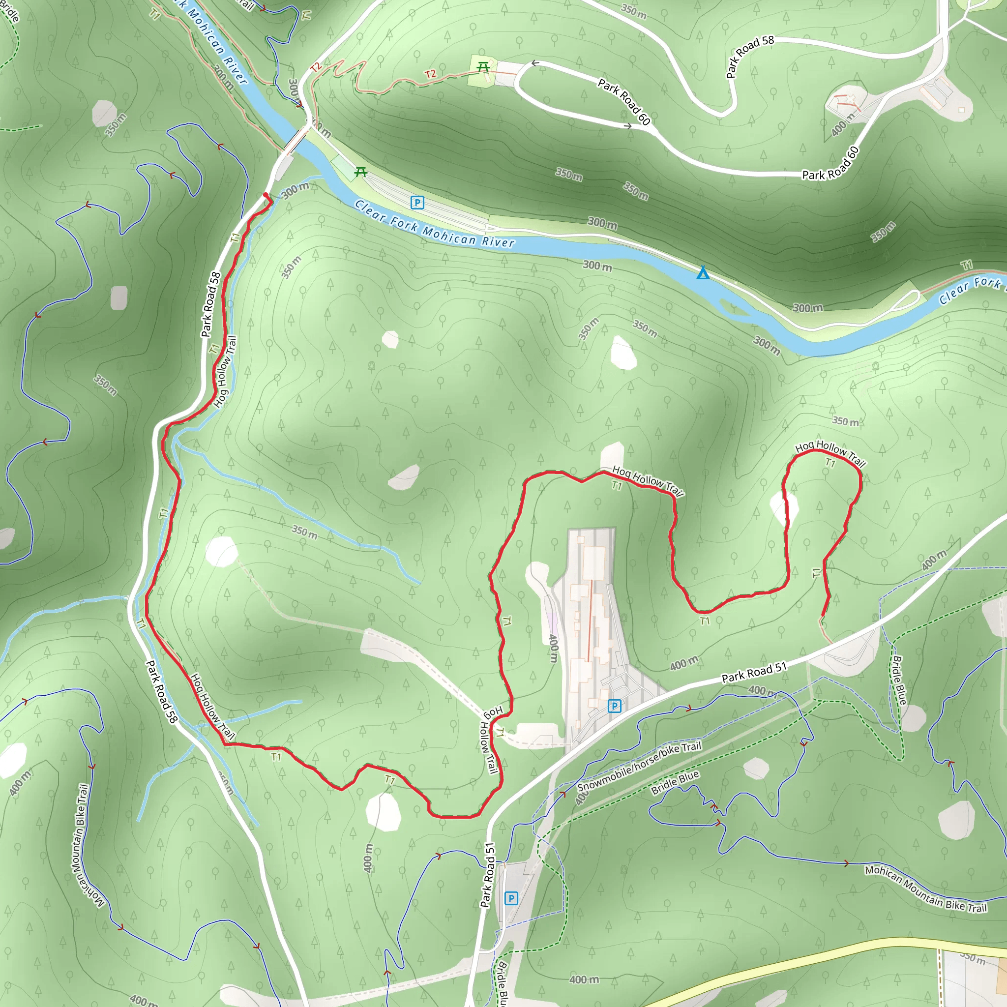 Hog Hollow Trail from Park Road 58 mobile static map