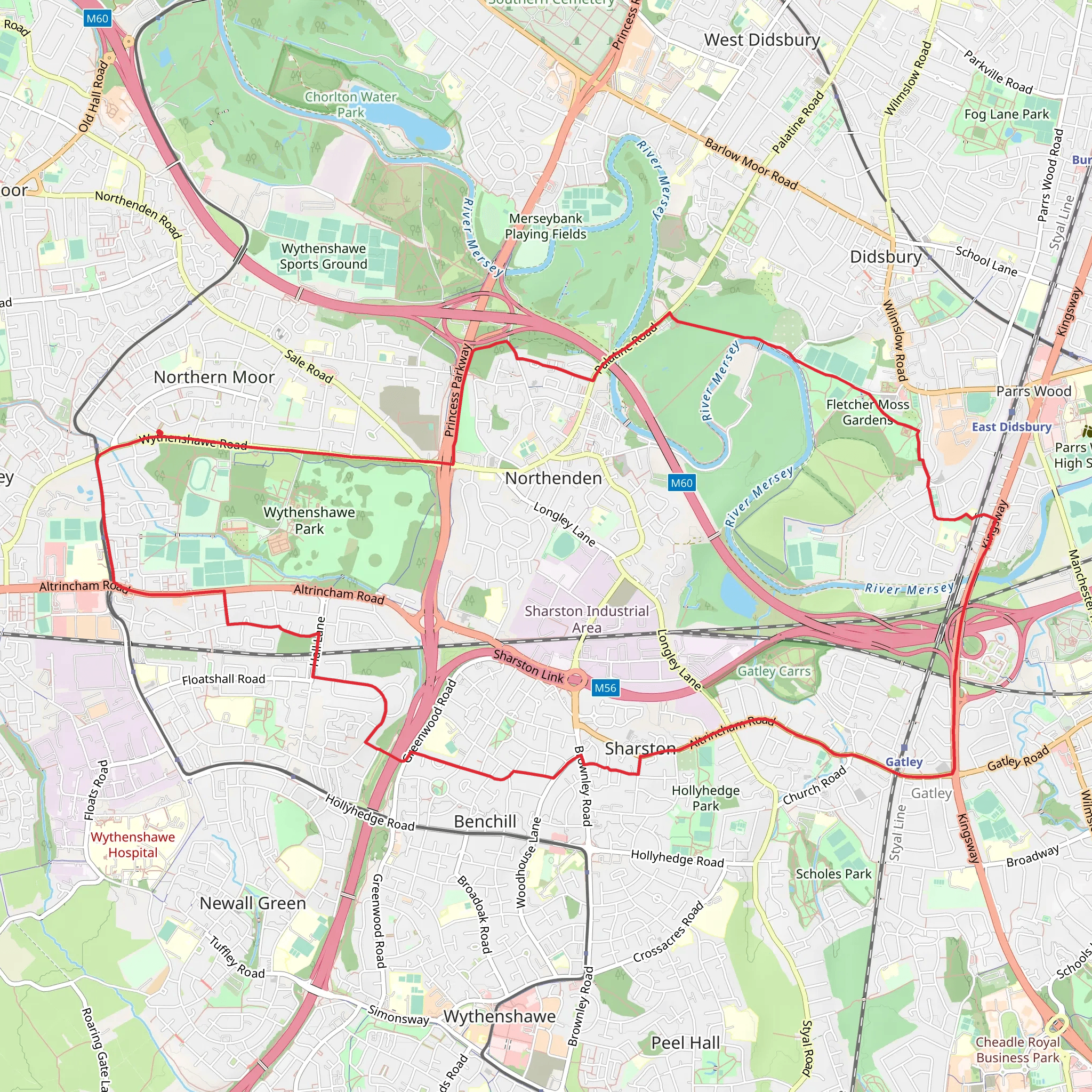 Wythenshawe Park and Gatley Loop mobile static map
