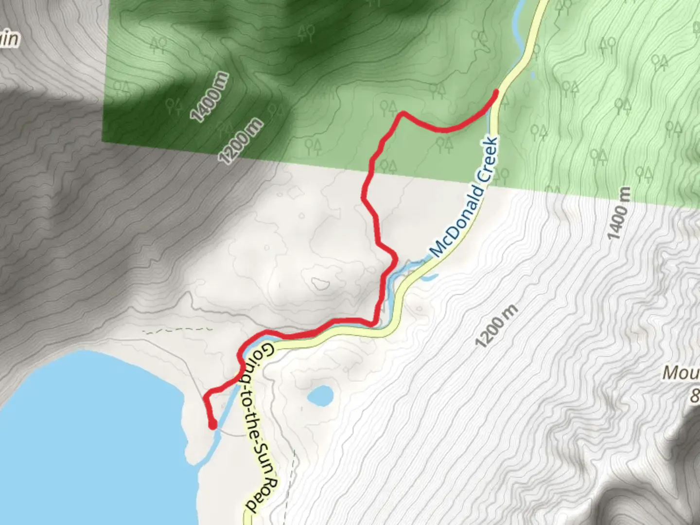 An image depicting the trail Upper McDonald Creek - Lake McDonald and its surrounding area.